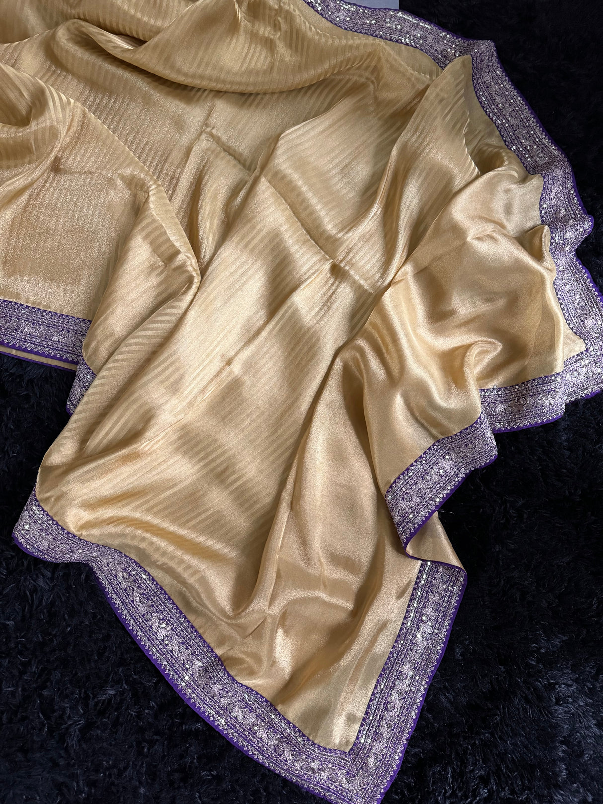 Violet Beige Gold Shimmer Tissue Crepe