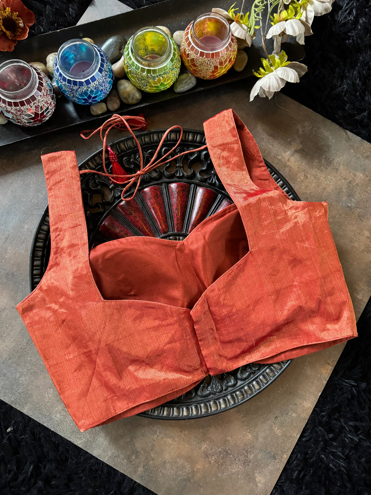 Rust Tissue Sleeveless Blouse 38