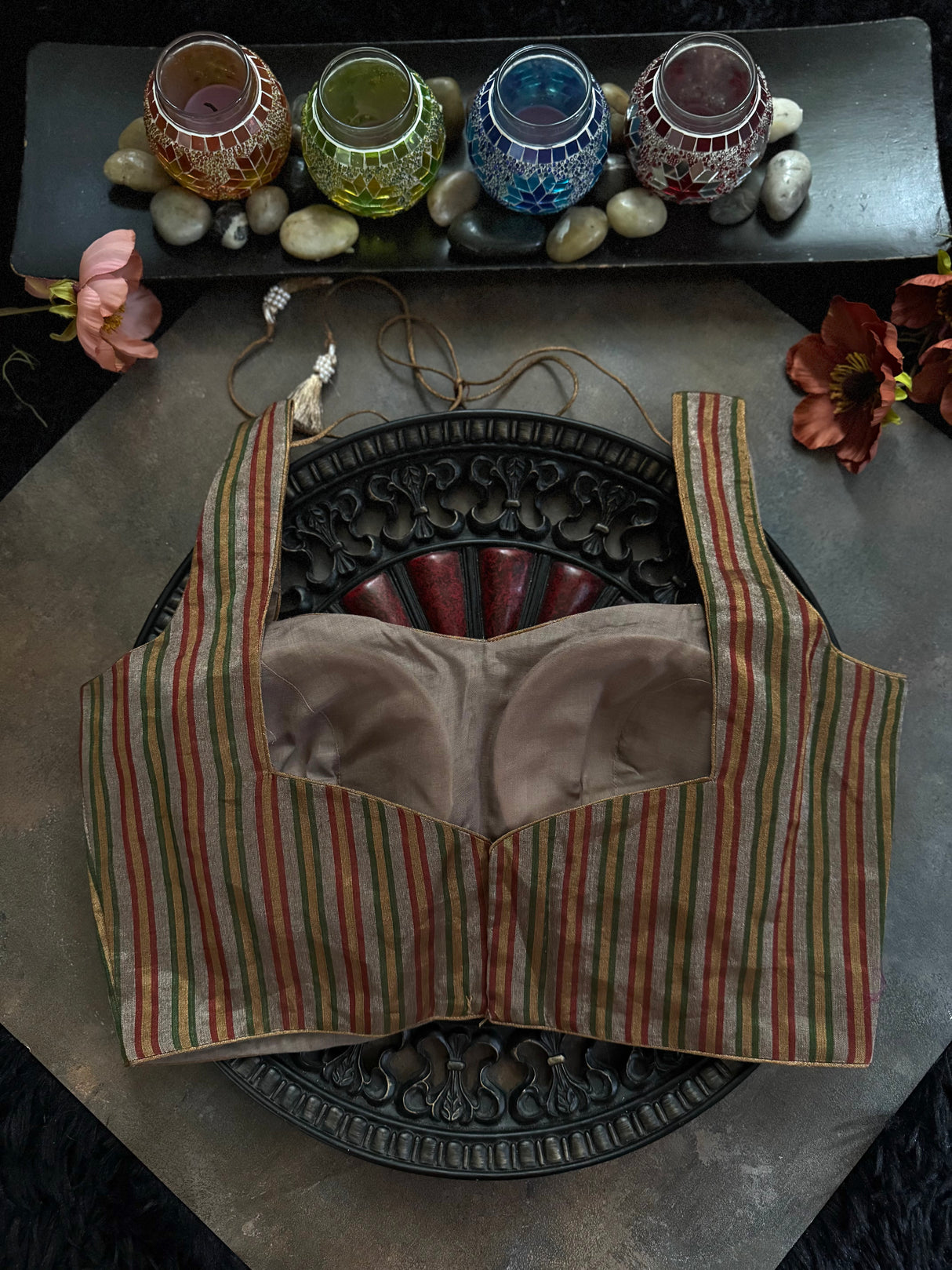 Stripes Tissue Sleeveless Blouse 36
