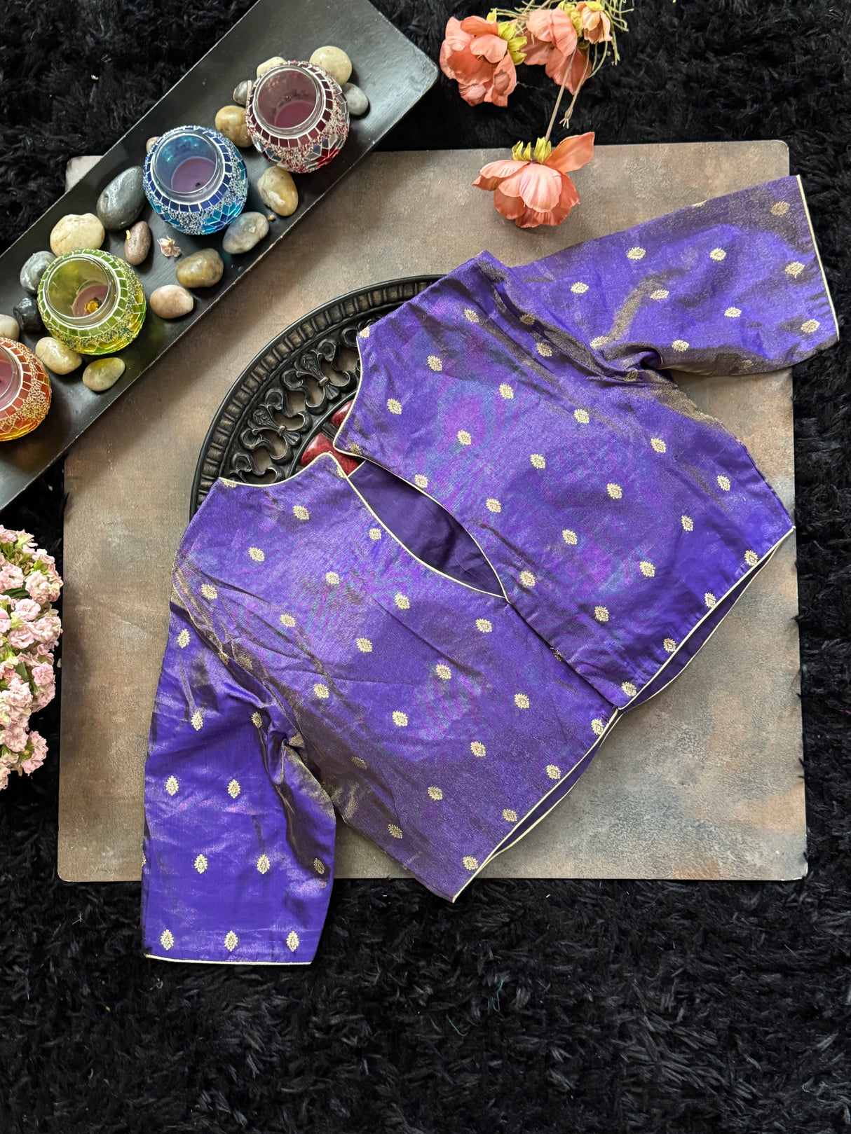 Purple tissue Zero Neck Blouse