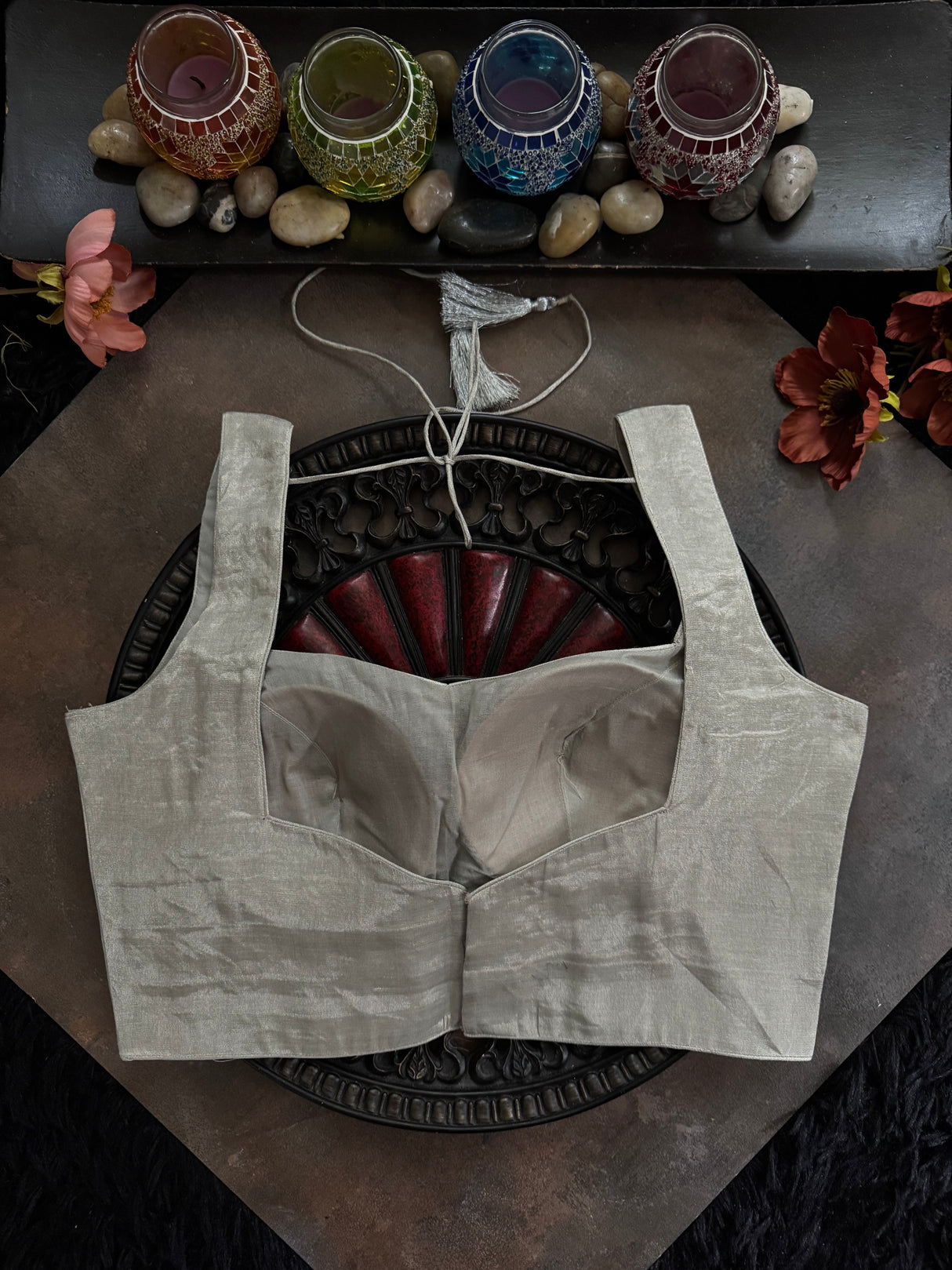 Silver Tissue Sleeveless Blouse 36