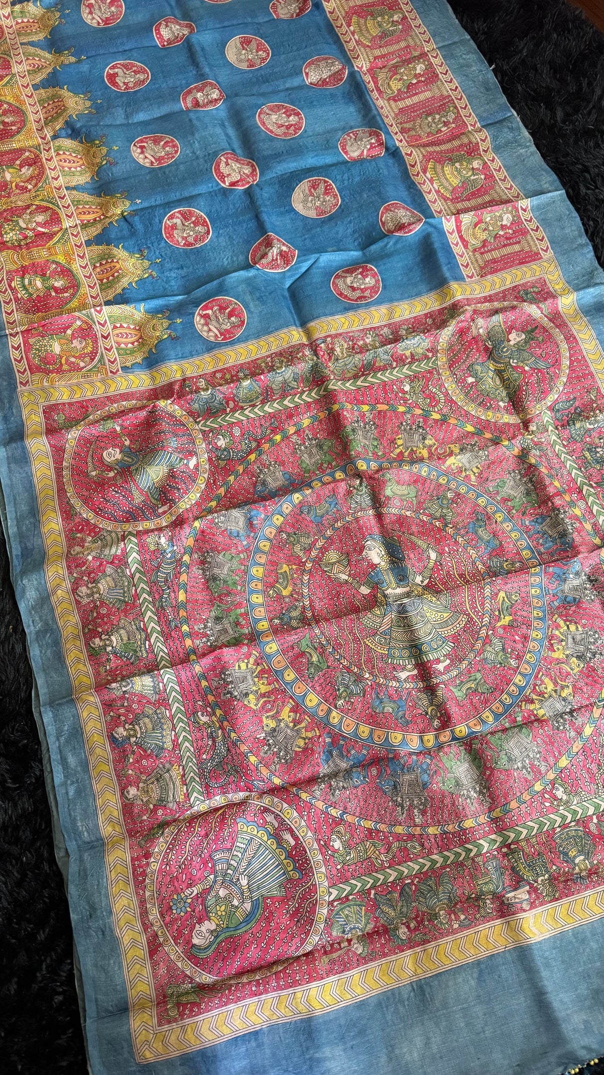 Mata Ni Pachedi - Blue - Tussar Silk
