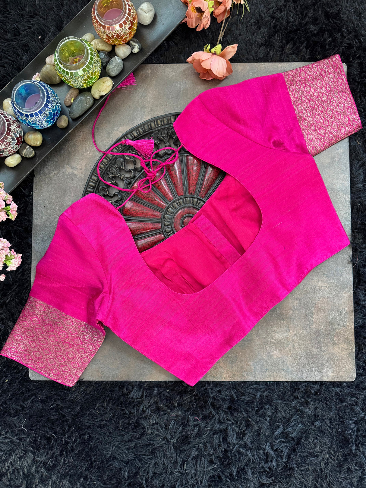 Pink Pure Banaras Raw Silk Blouse 38