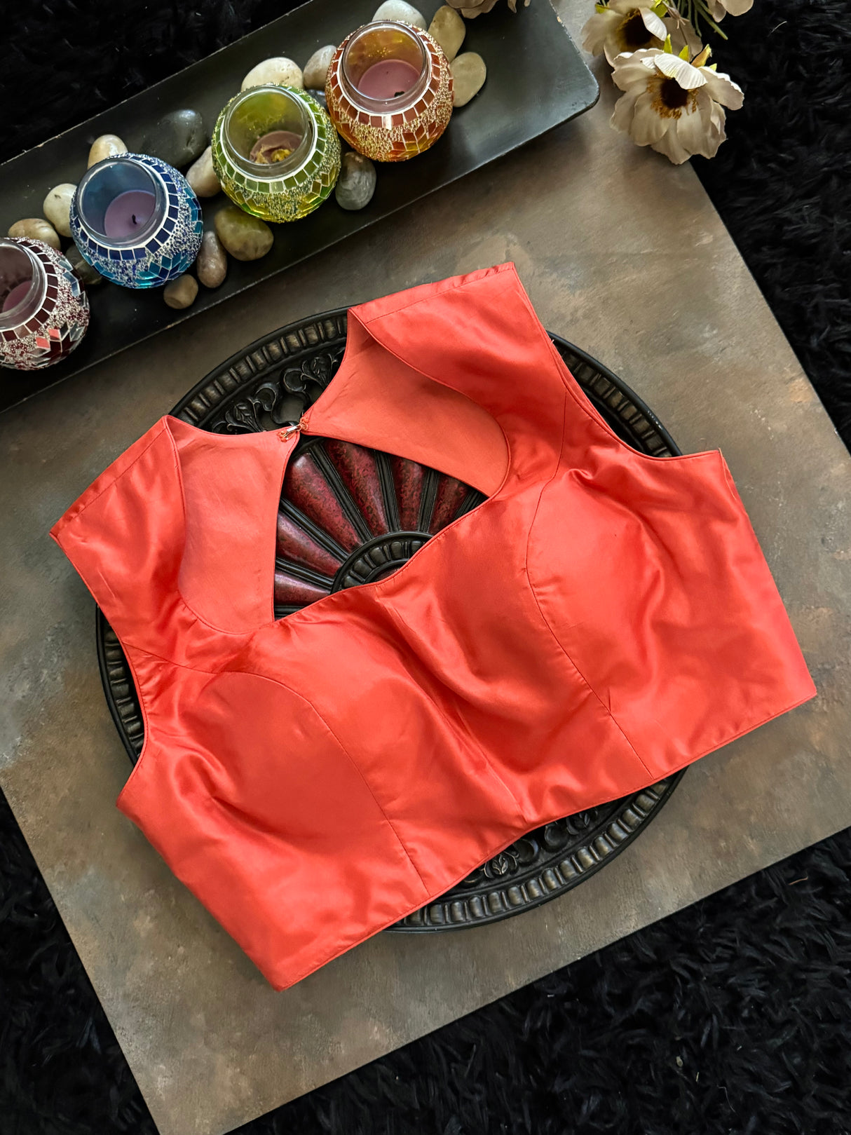 Rust Silk Closed Shoulder blouse 36