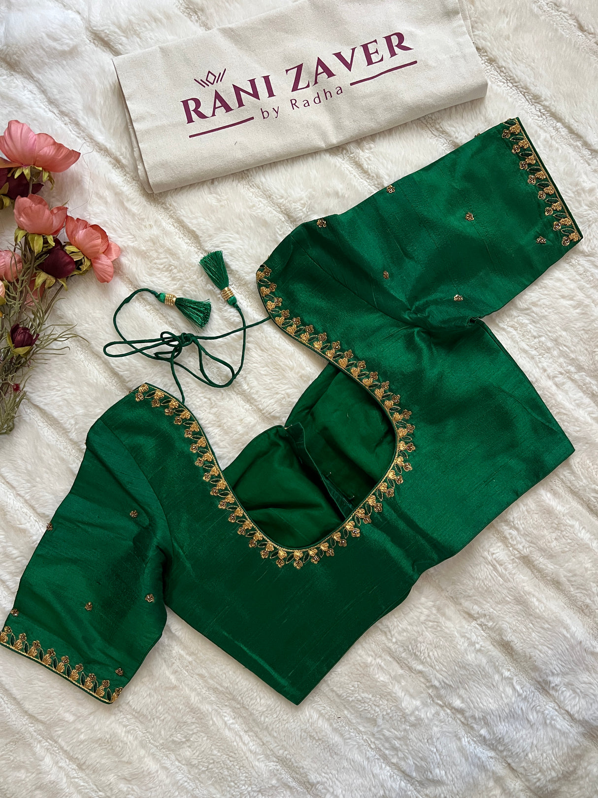 Green Raw Silk Blouse 38