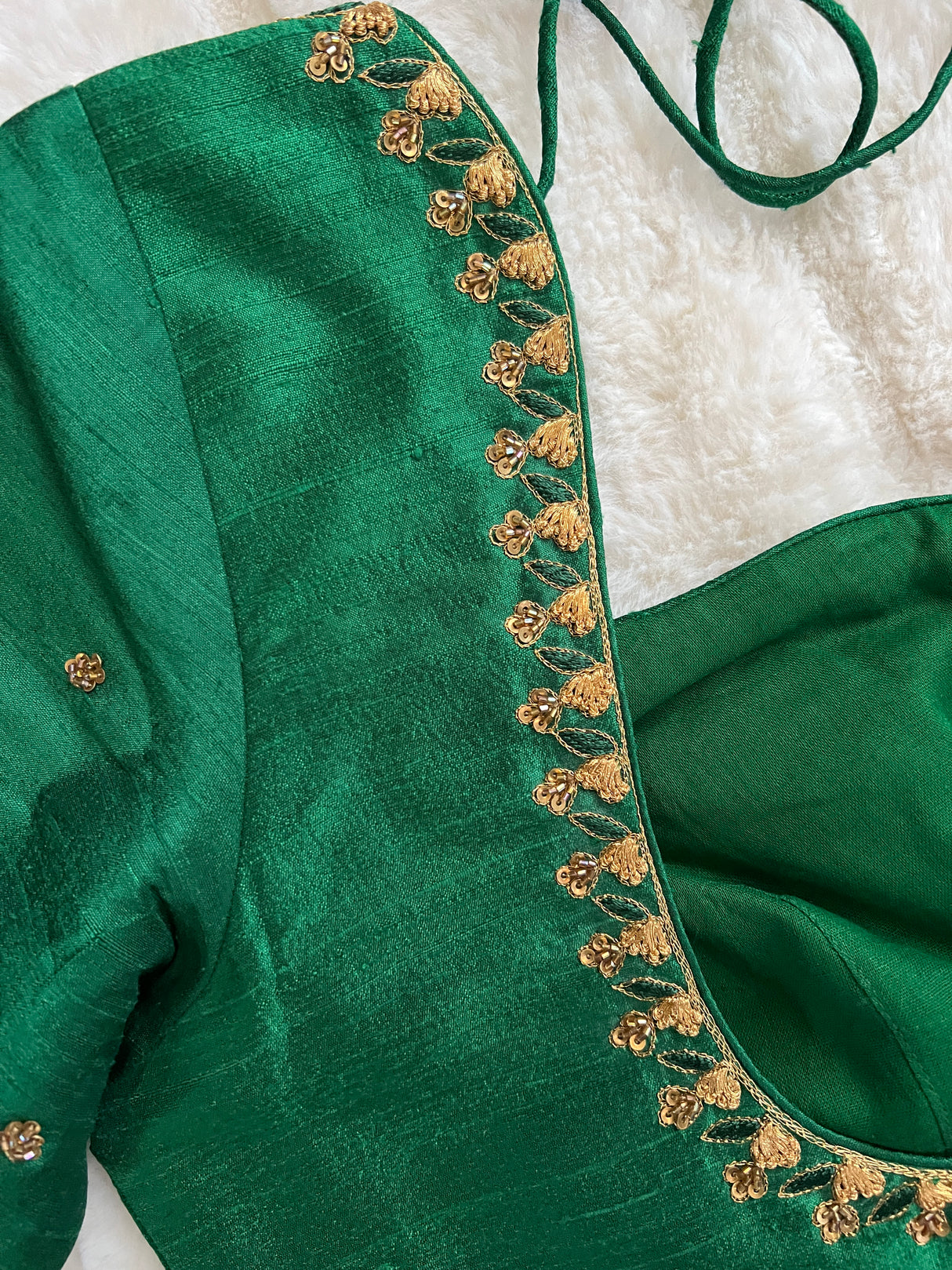 Green Raw Silk Blouse 38
