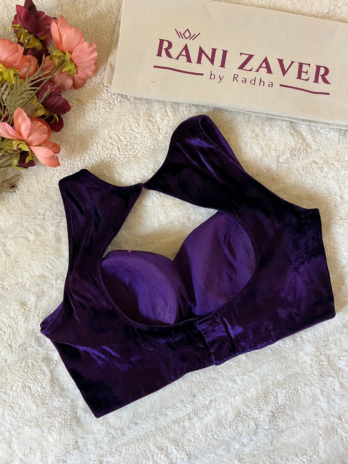 Purple Velvet Halter Blouse 34