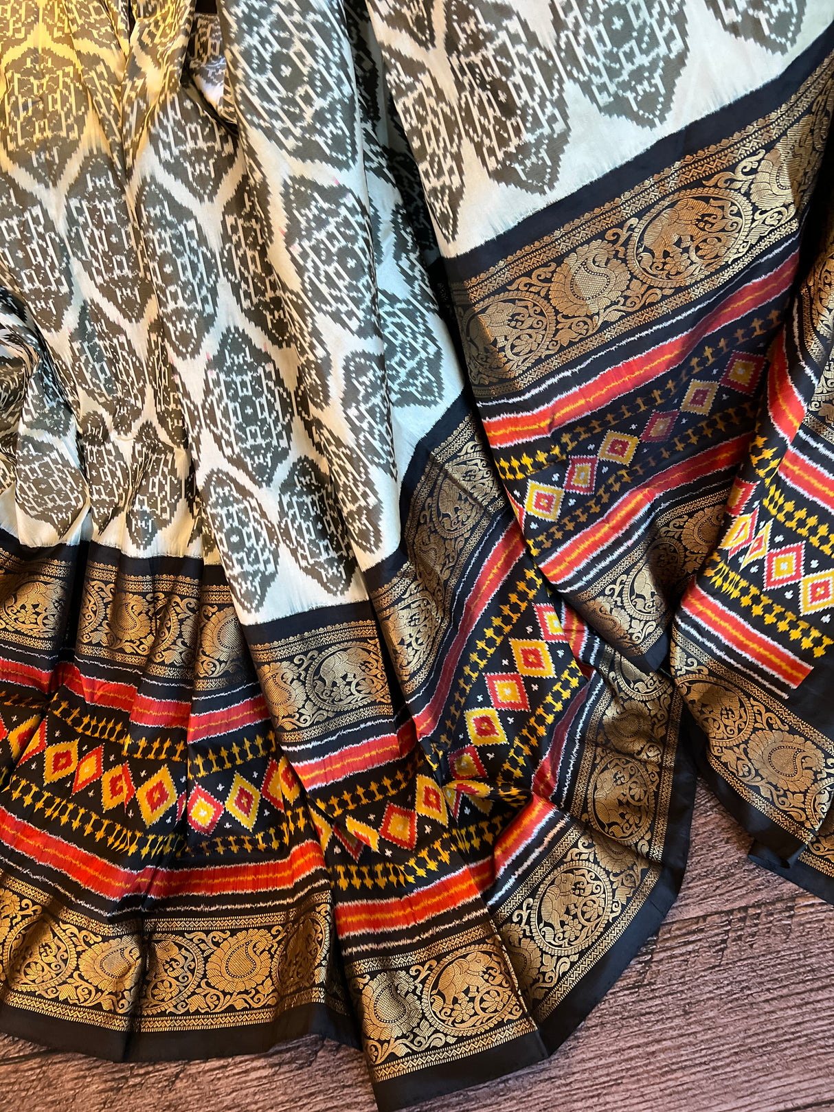 Ikkat Kanchipuram fusion Handloom Pure Silk