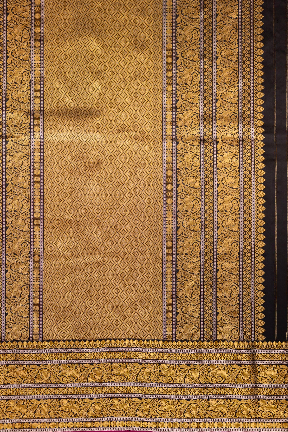 Ikkat Kanchipuram Fusion Handloom Pure Silk with Pre-Stitched Blouse