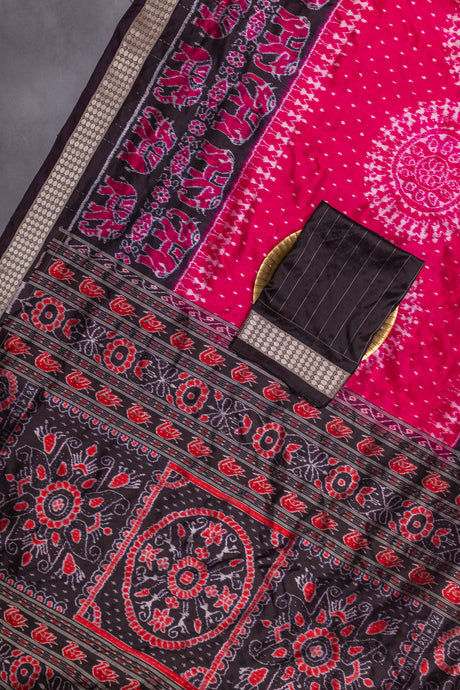 Sambalpuri handloom Silk saree with Jhoti Silk Pallu