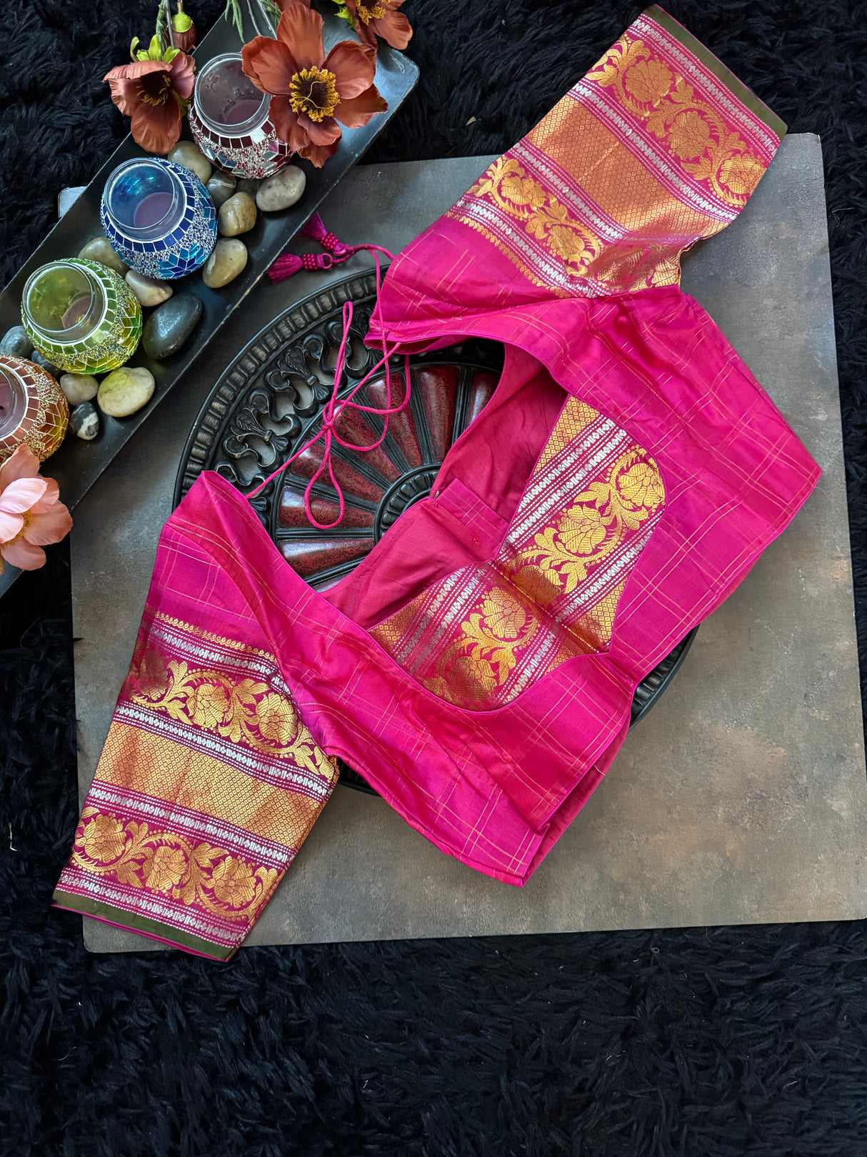 Rust Rani Pink Gadwal Handloom Pure Silk