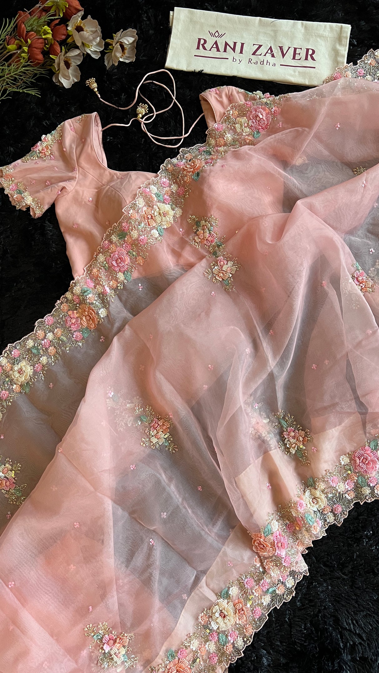 Peachy Pink Pure Organza