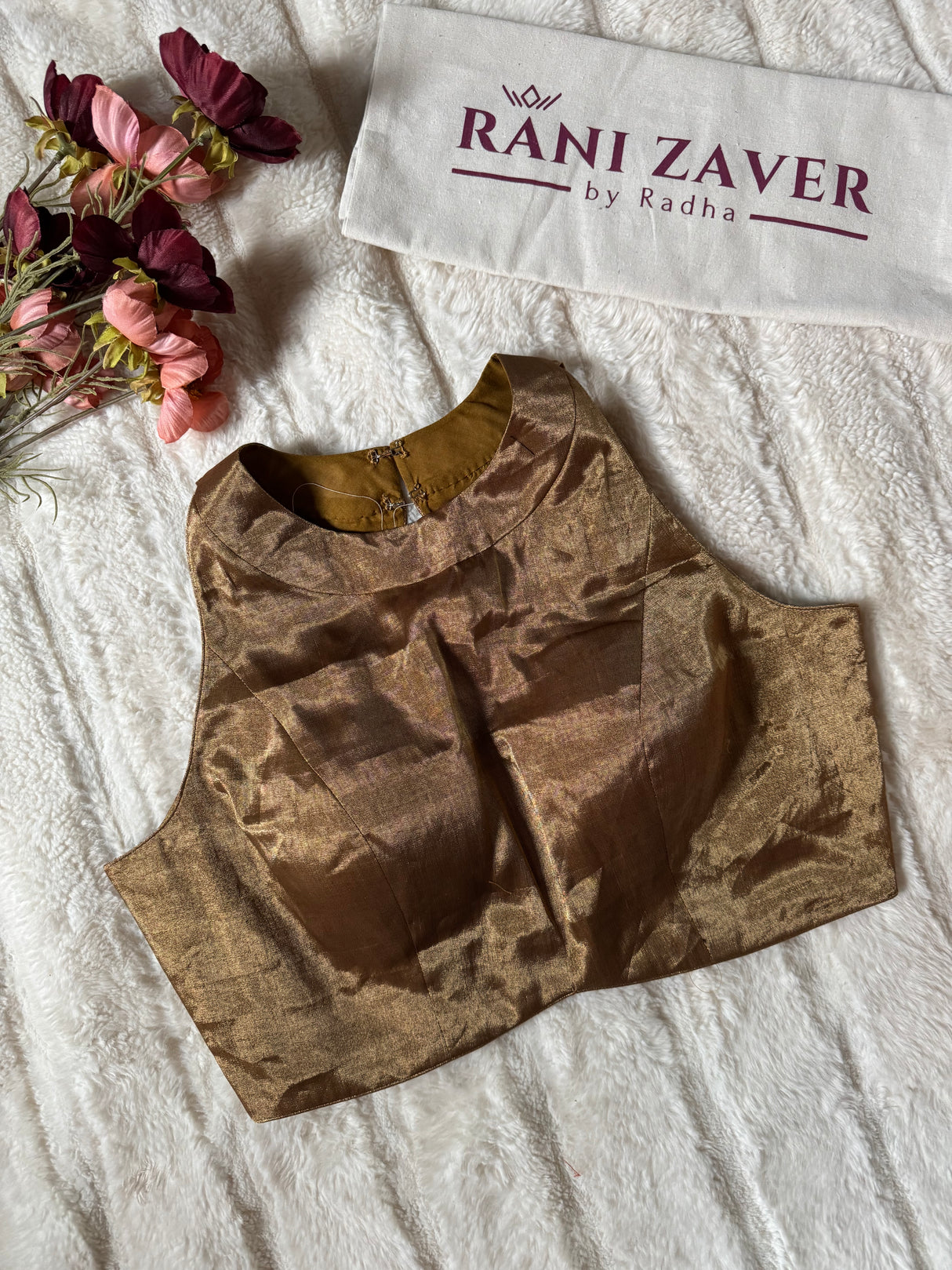 Antique Brass Gold Tissue Blouse 36