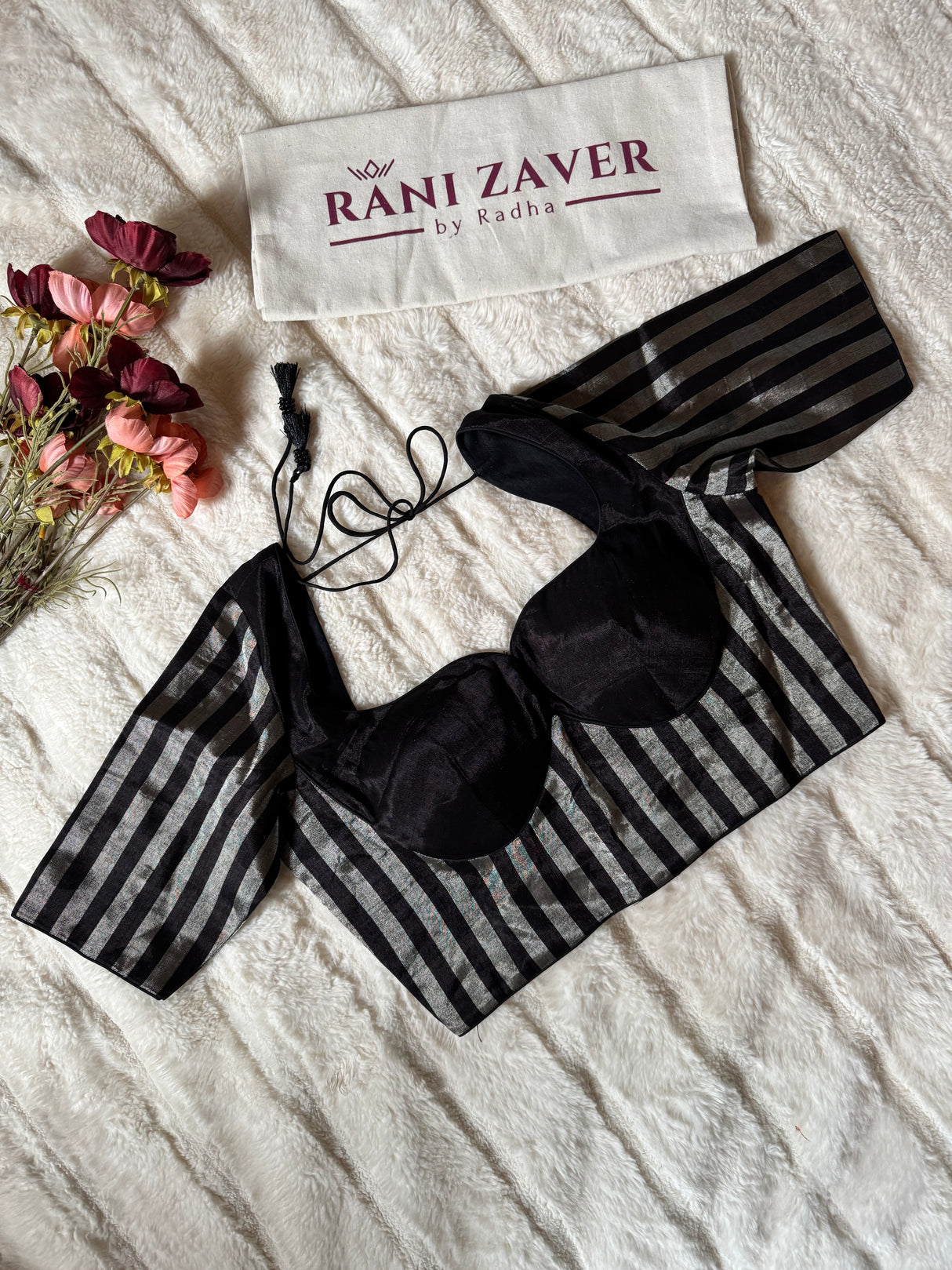 Black and Silver Stripes Tissue Blouse 36