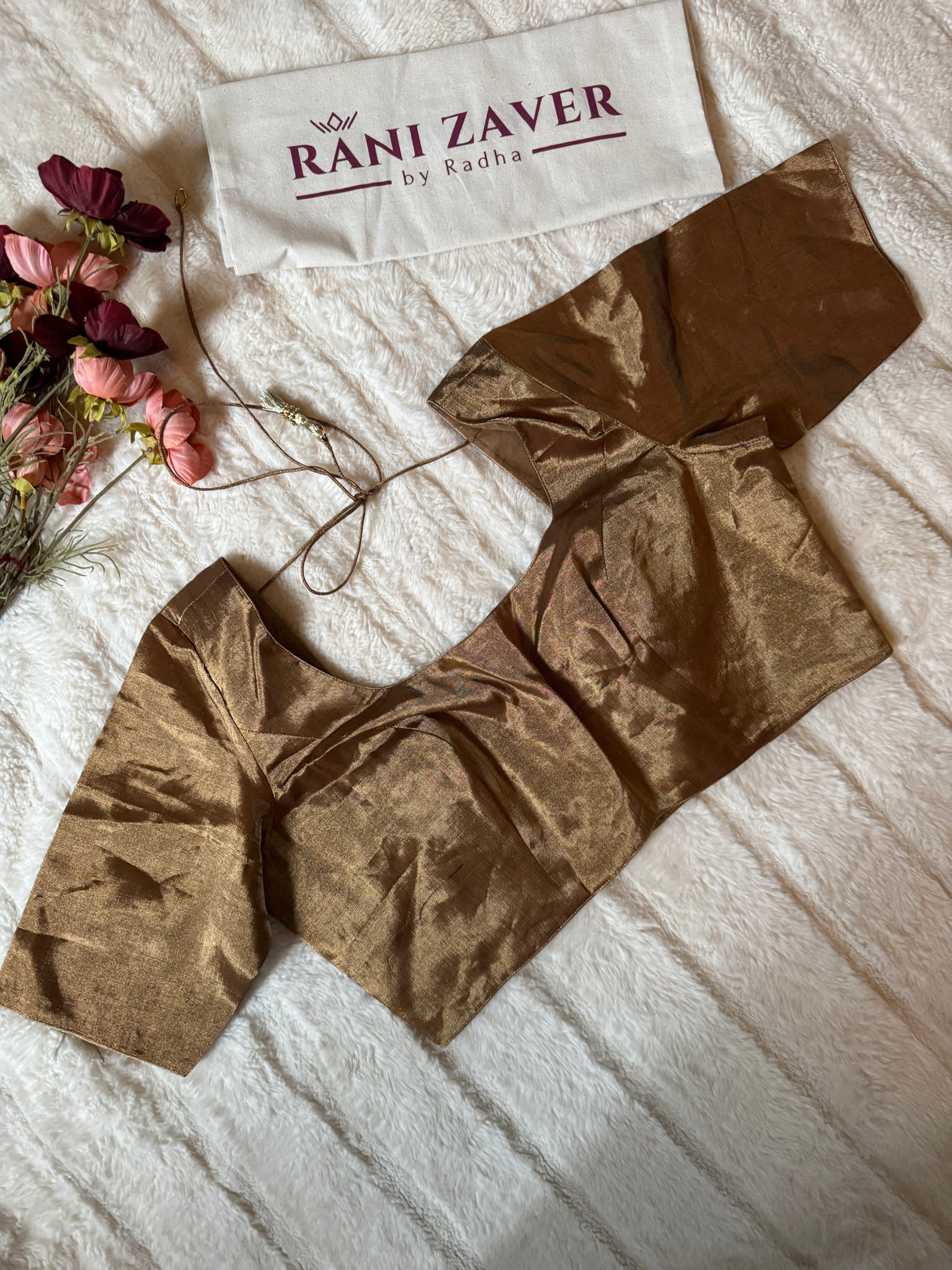 Antique Brass Color U neck Tissue Blouse 40