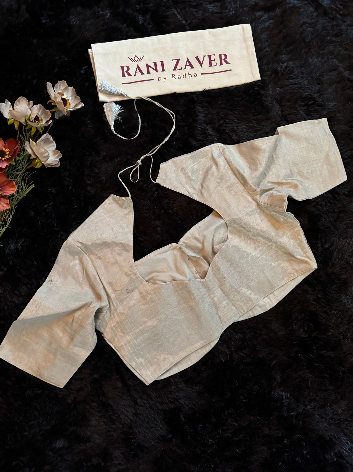 Silver Matka neck Tissue Blouse 40