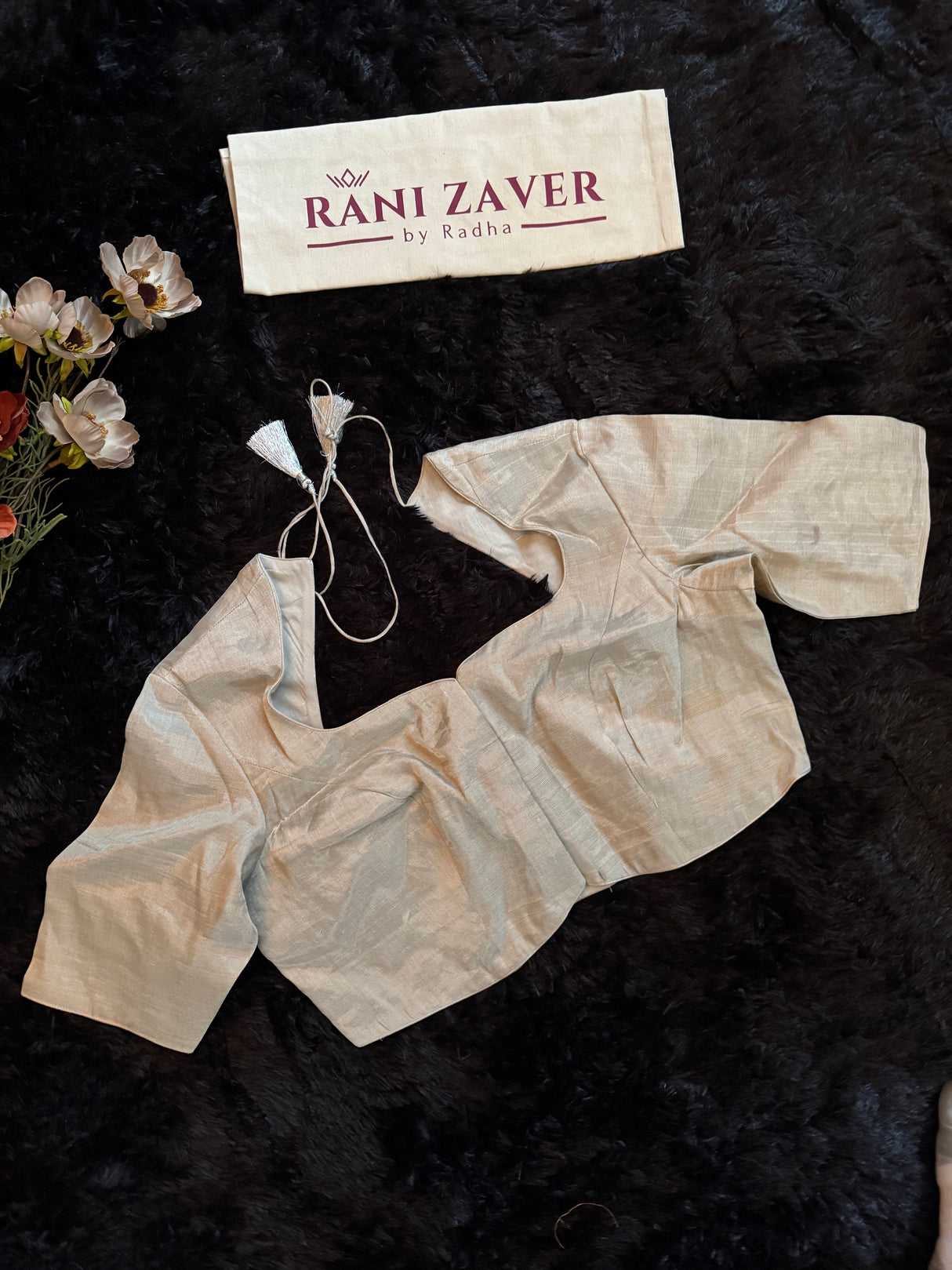 Silver Matka neck Tissue Blouse 40