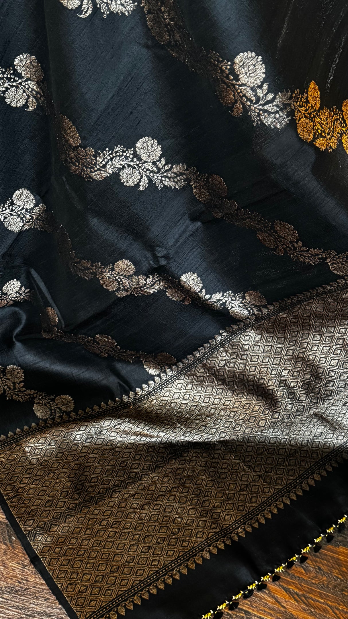 Black Pure Raw Silk Banarasi