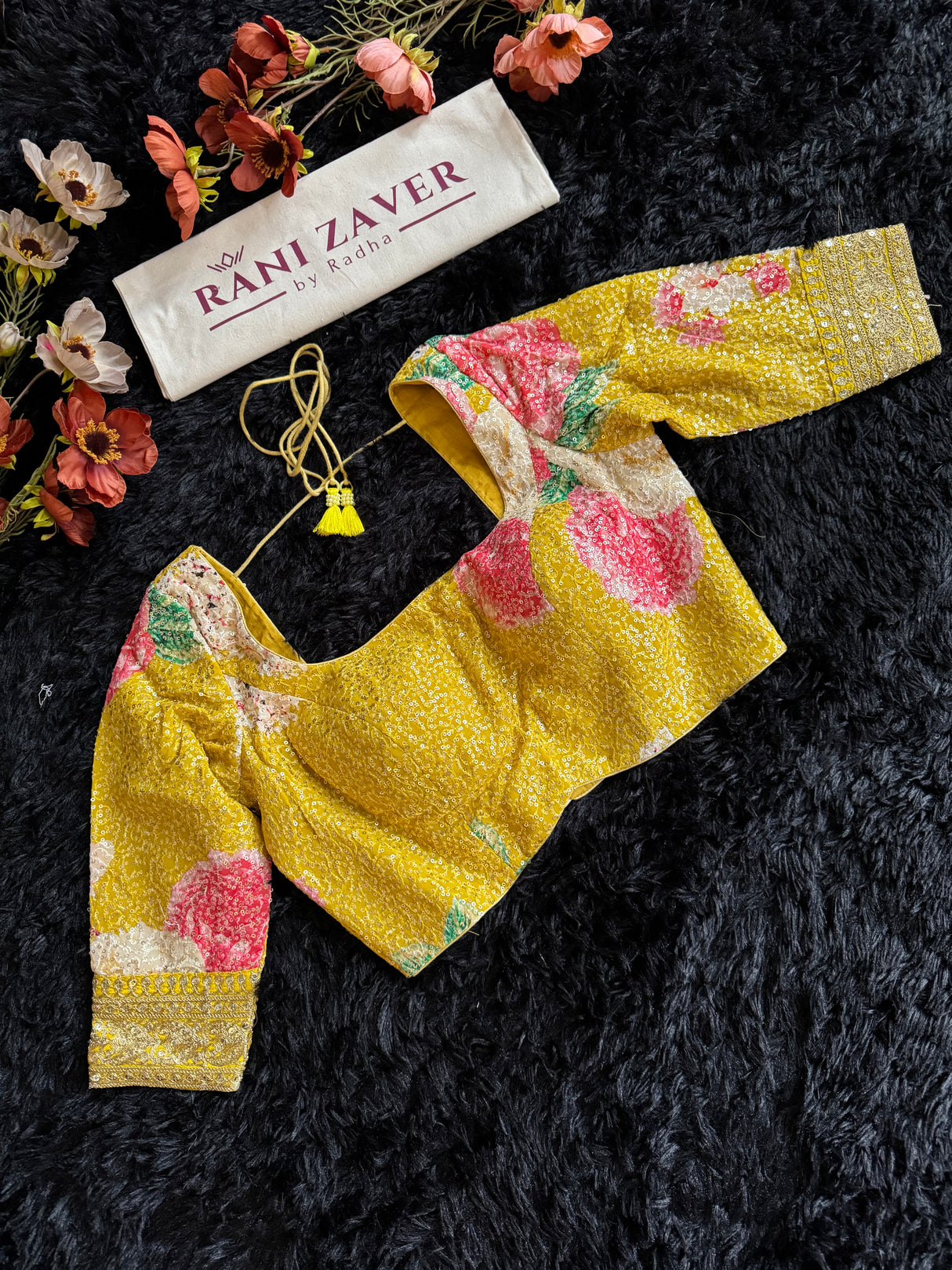 Yellow Sequins Pure Georgette