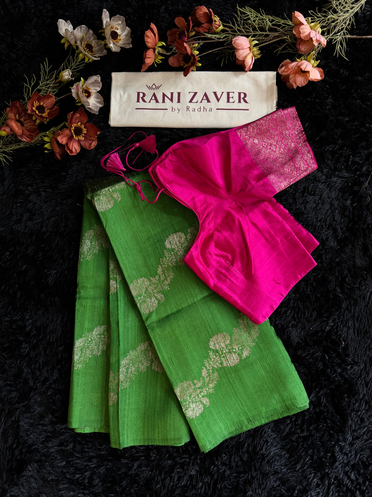 Green Pure Raw Silk Banarasi