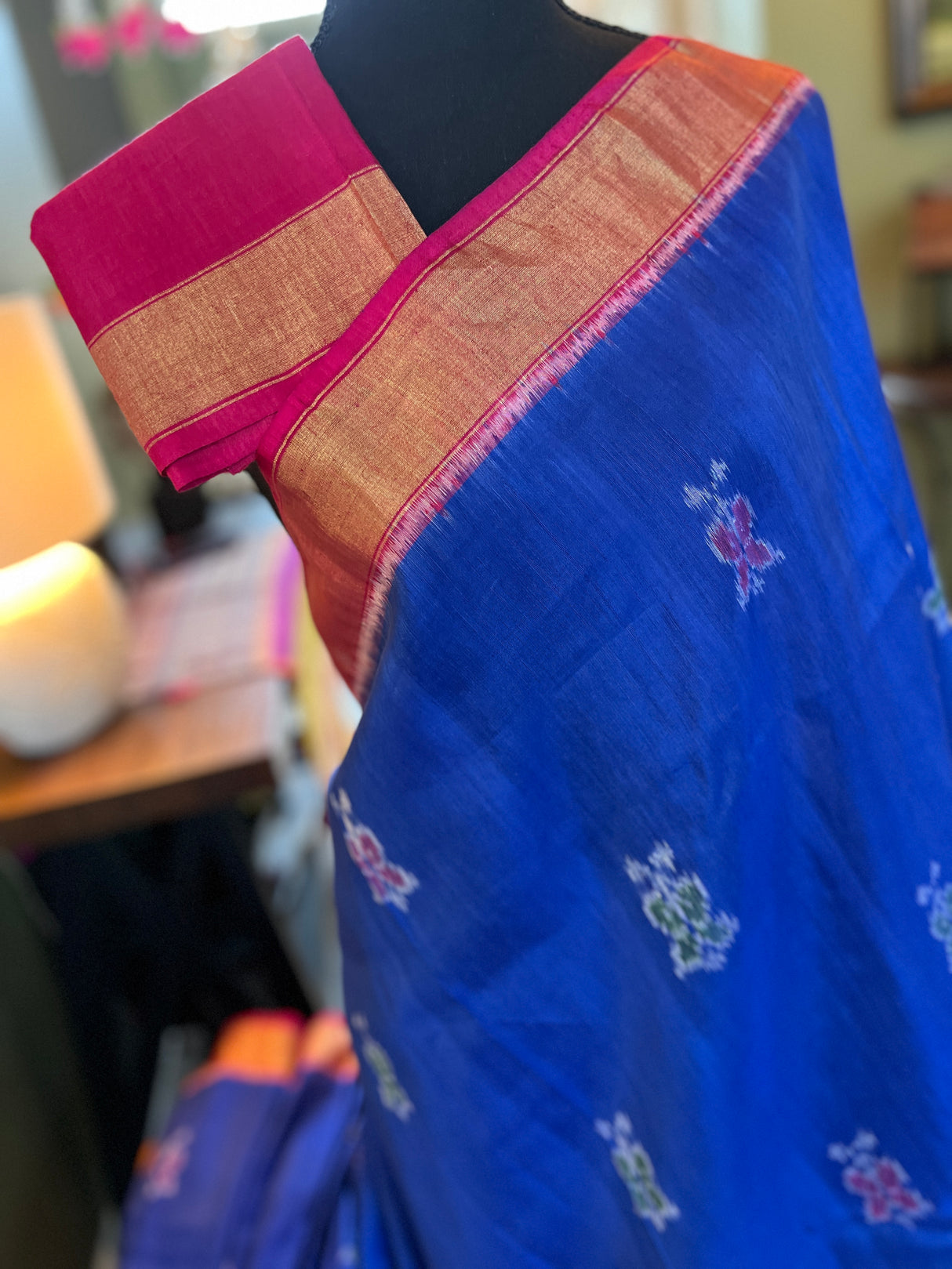 Linen and Silk Fusion Ikkat Handloom