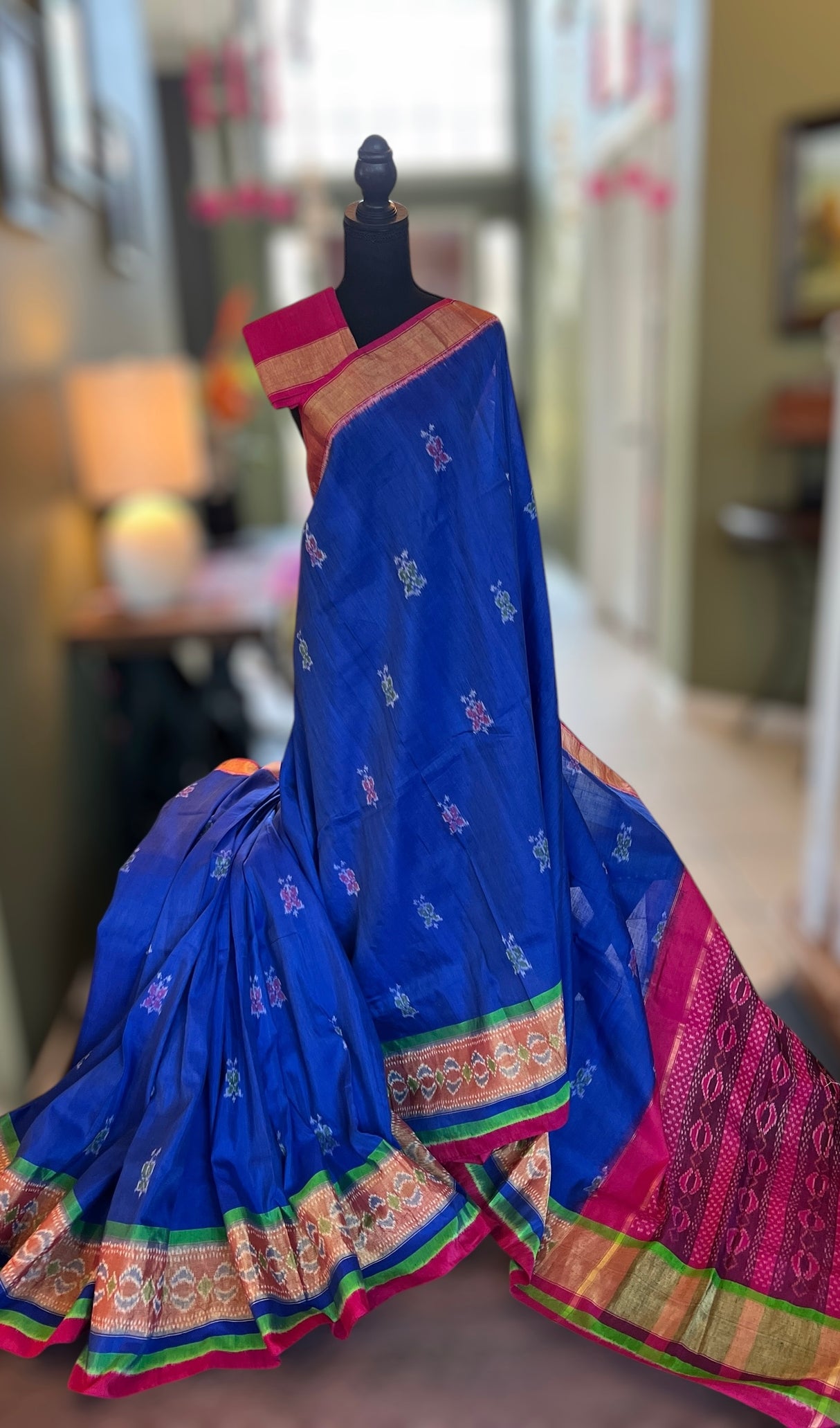 Linen and Silk Fusion Ikkat Handloom