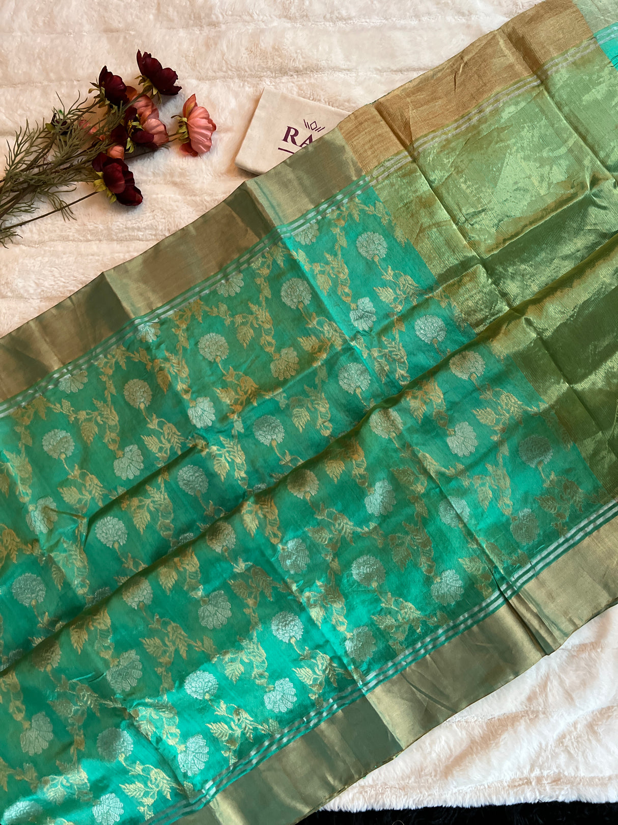 Aquamarine Color Chanderi Pattu Silk