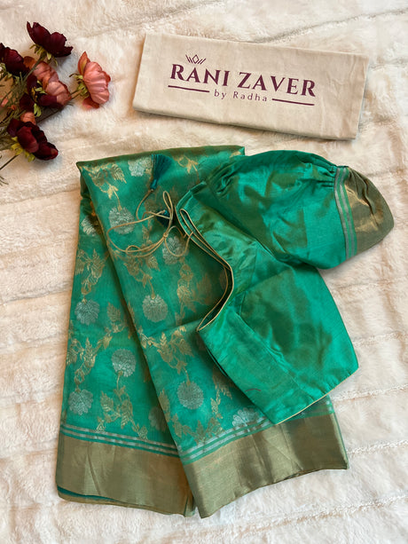 Aquamarine Color Chanderi Pattu Silk