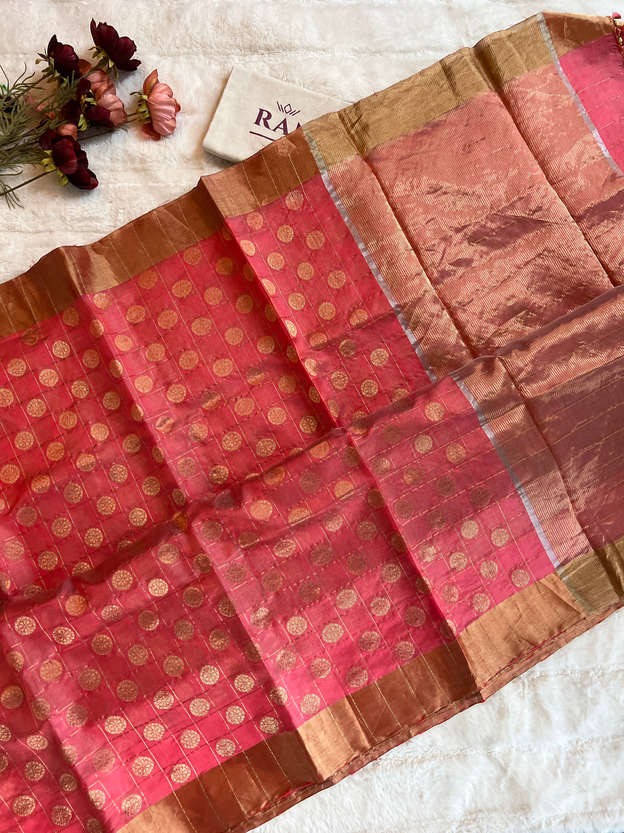 Salmon Color Chanderi Pattu Silk