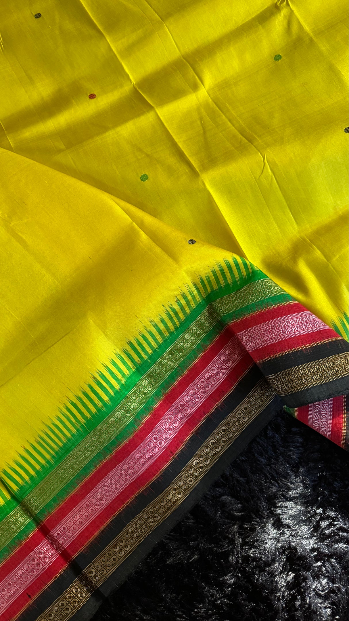 Yellow Kathifera Triple Border Khandua Silk Sambalpuri