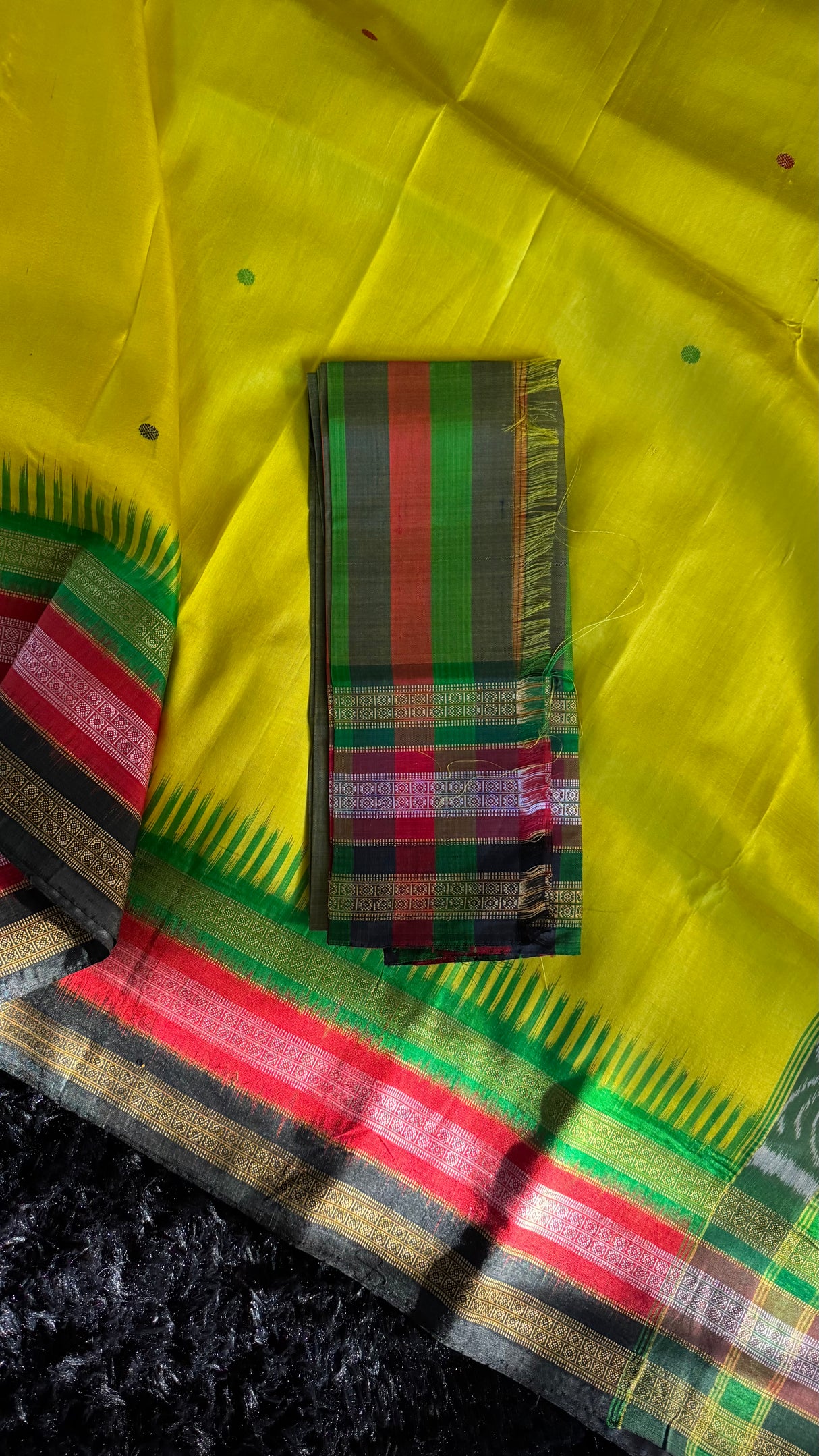 Yellow Kathifera Triple Border Khandua Silk Sambalpuri