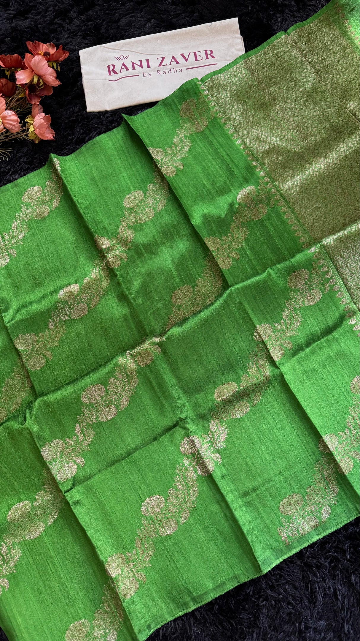 Green Pure Raw Silk Banarasi