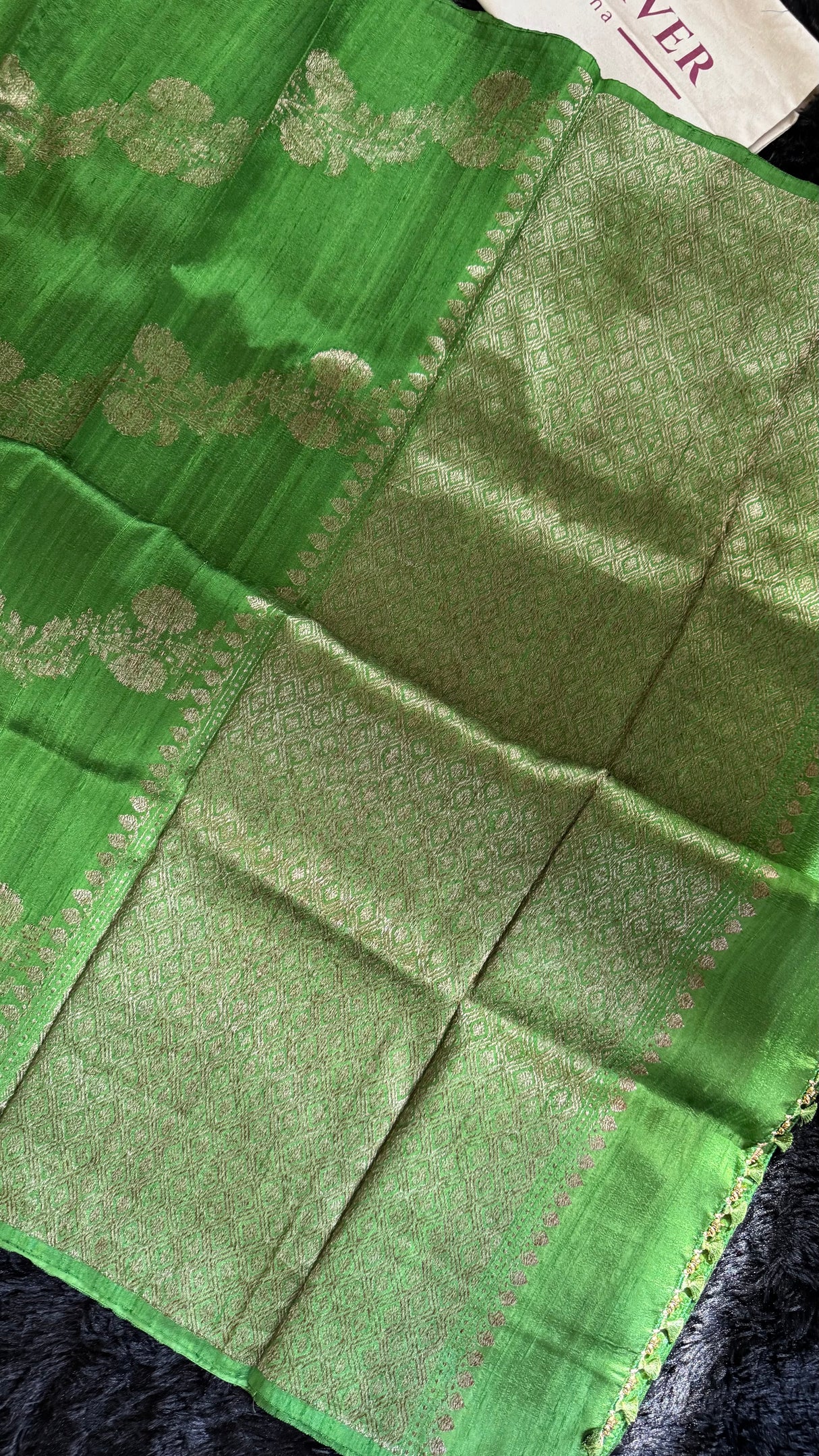 Green Pure Raw Silk Banarasi