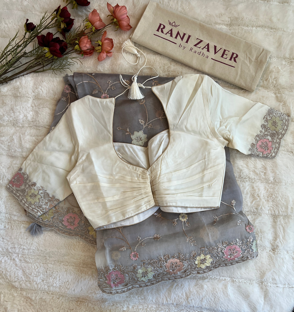 Pure Embroidered Organza with Stitched Blouse