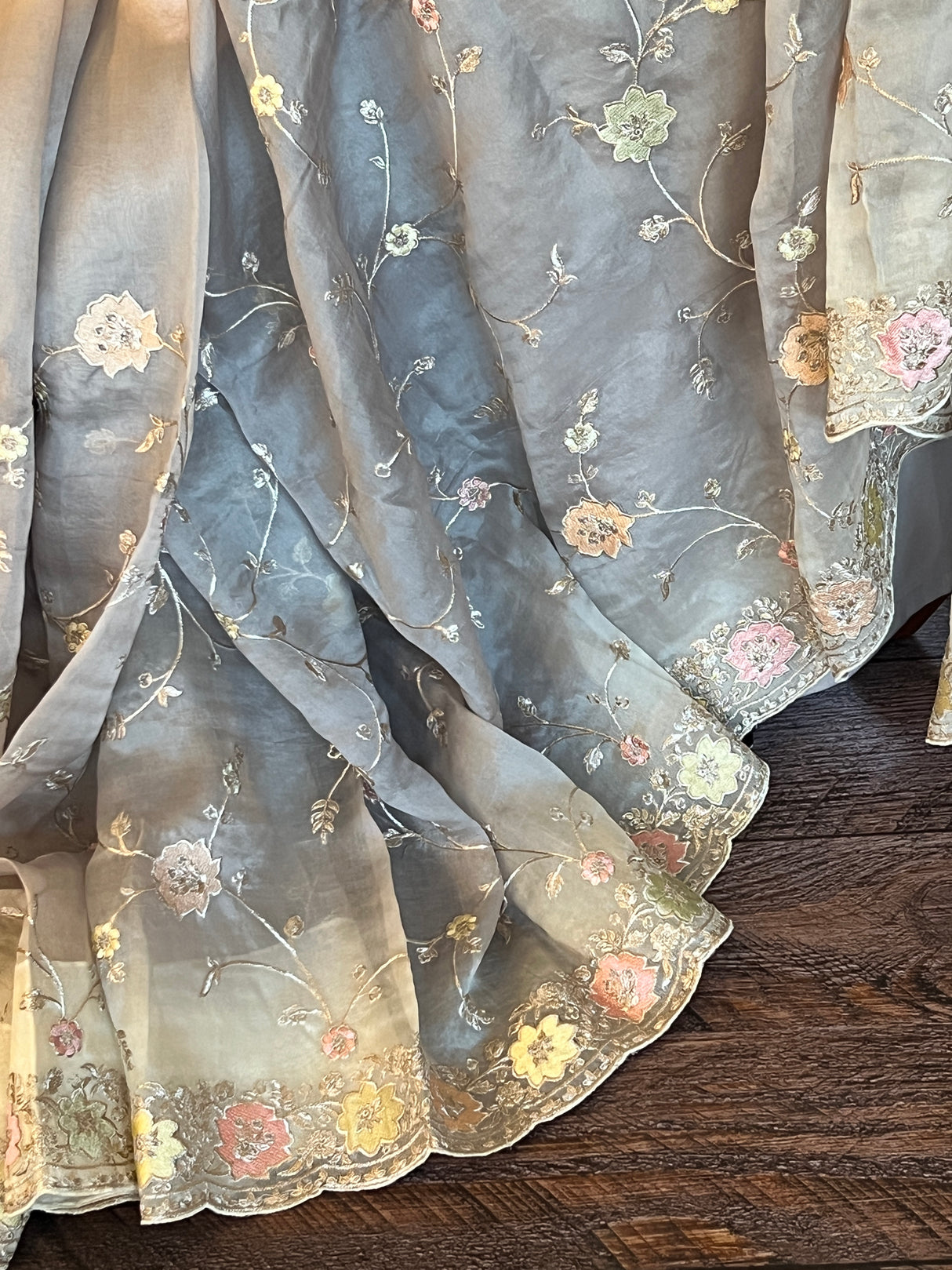 Pure Embroidered Organza with Stitched Blouse