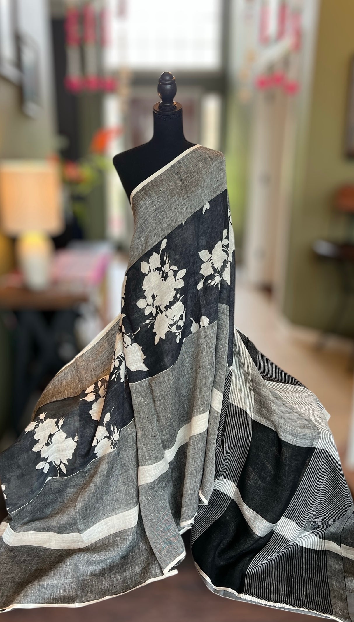 Black  and White Pure Linen