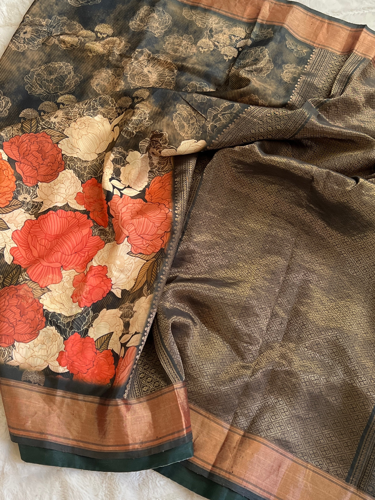 Floral print Pure Silk