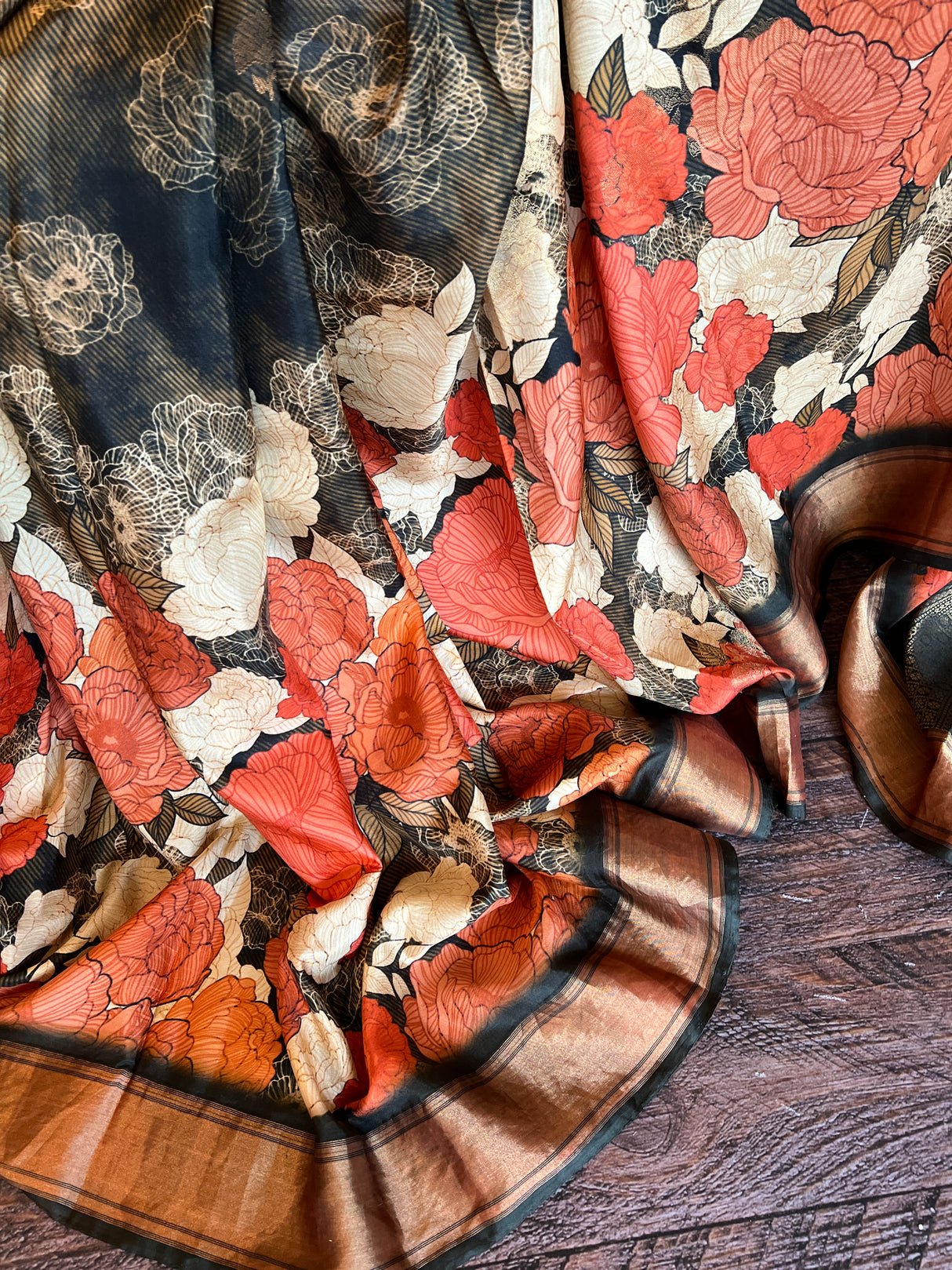 Floral print Pure Silk