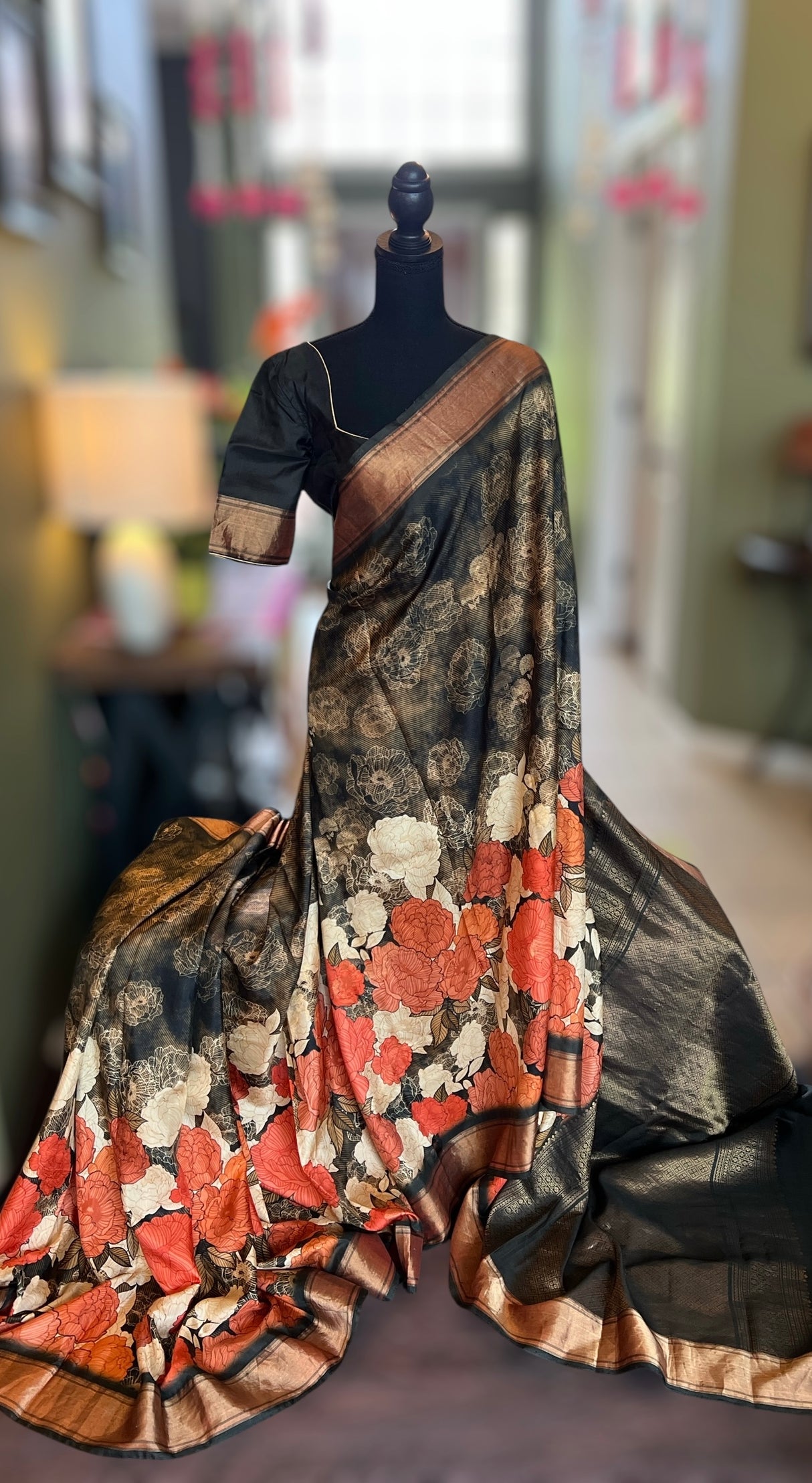 Floral print Pure Silk