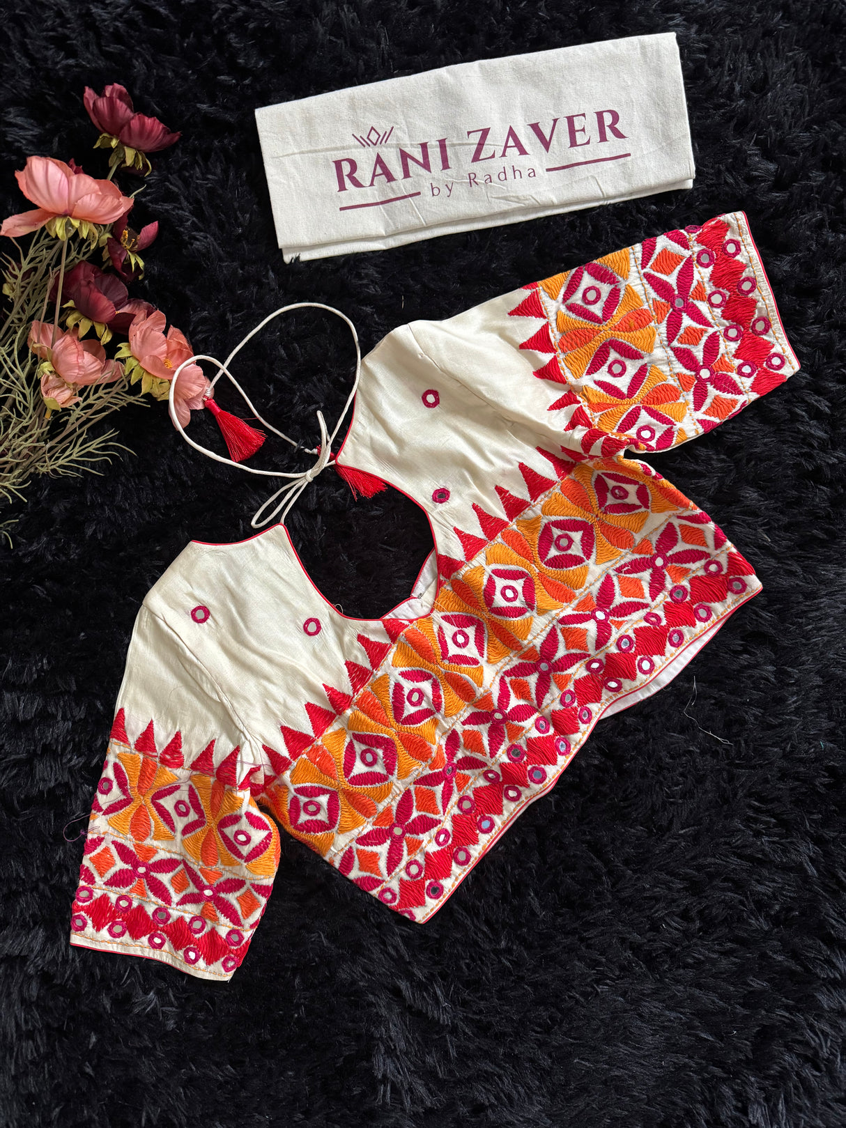 Cream Color Kathiawadi Hand Embroidered