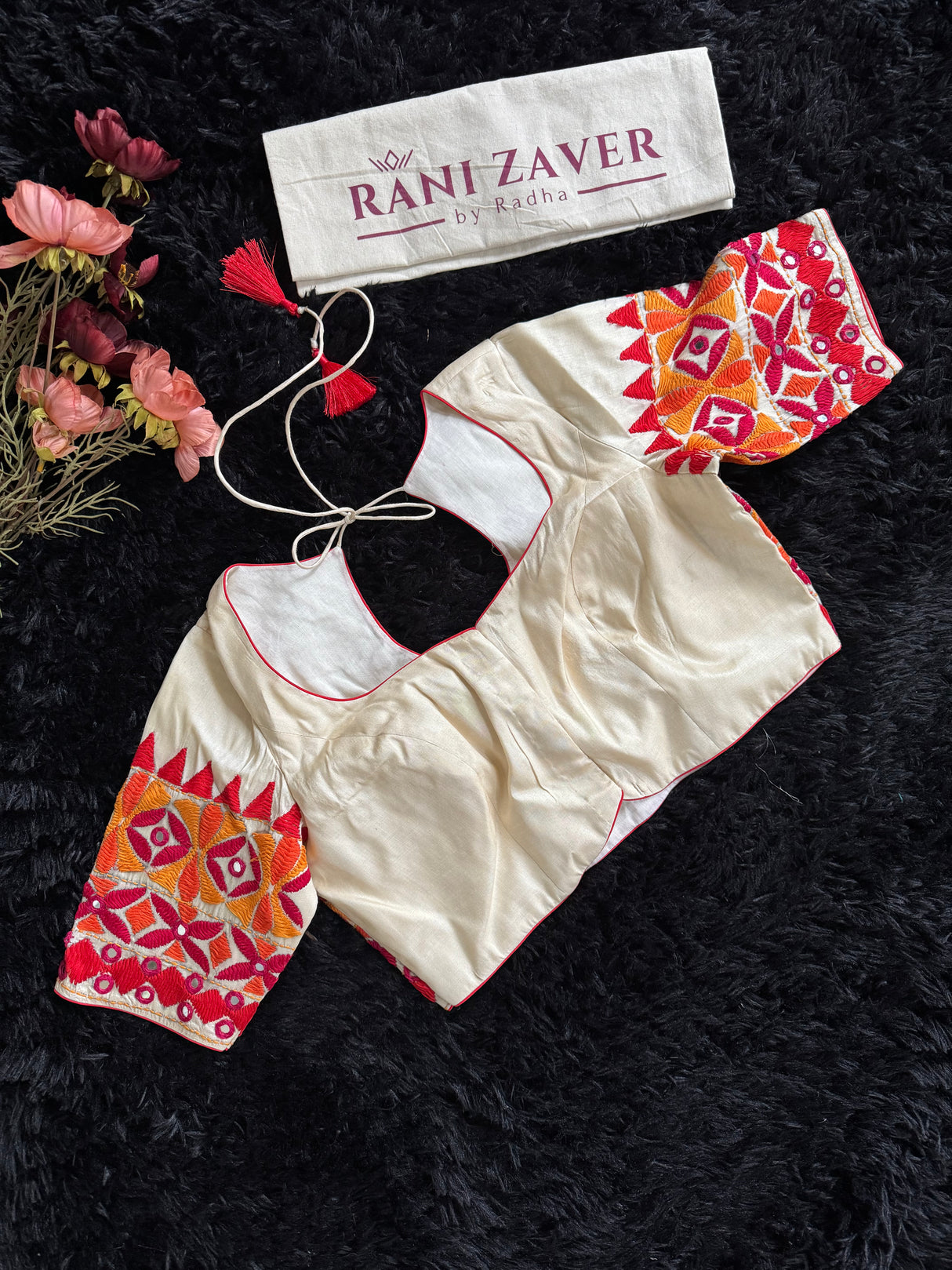 Cream Color Kathiawadi Hand Embroidered