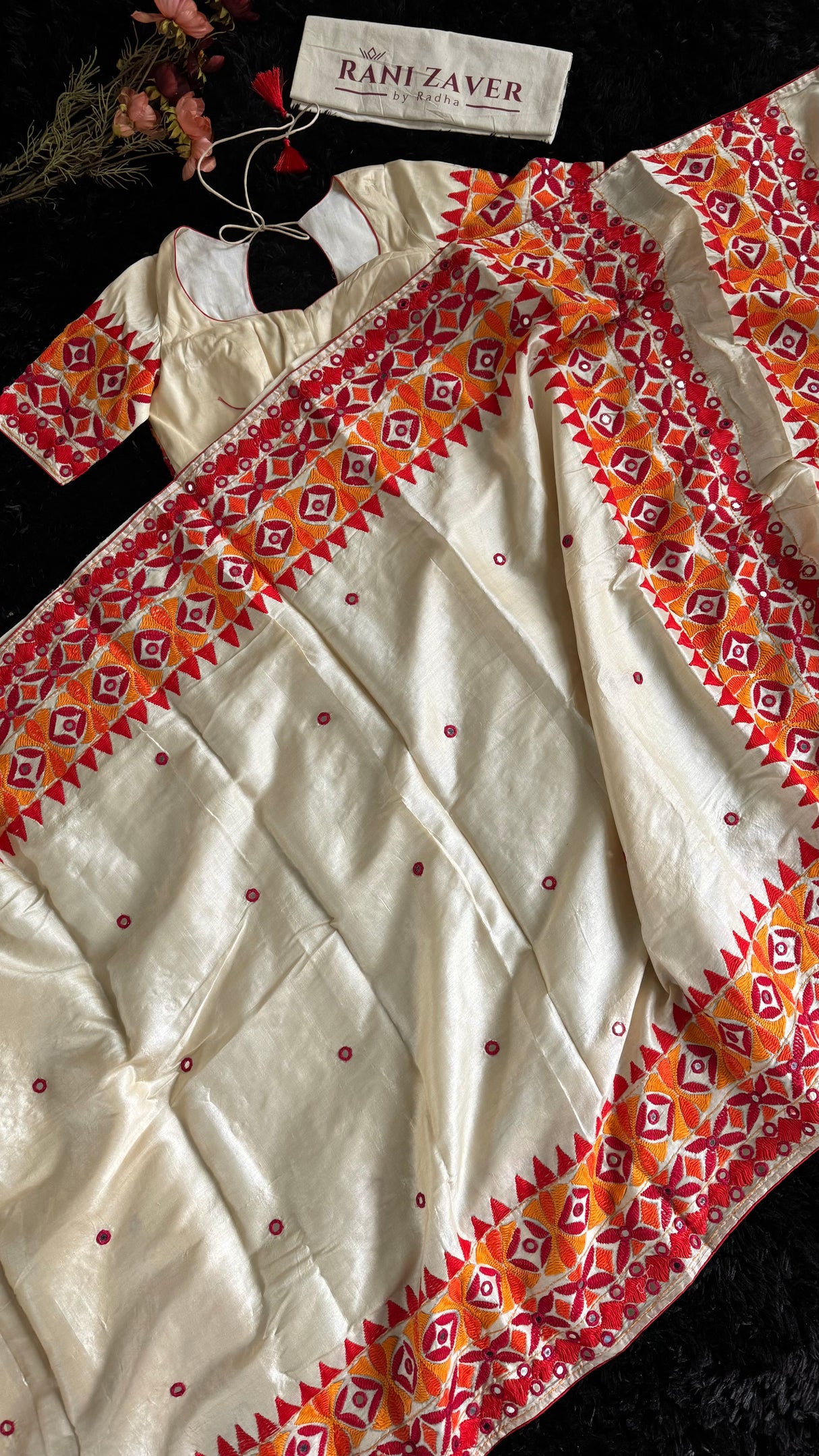 Cream Color Kathiawadi Hand Embroidered