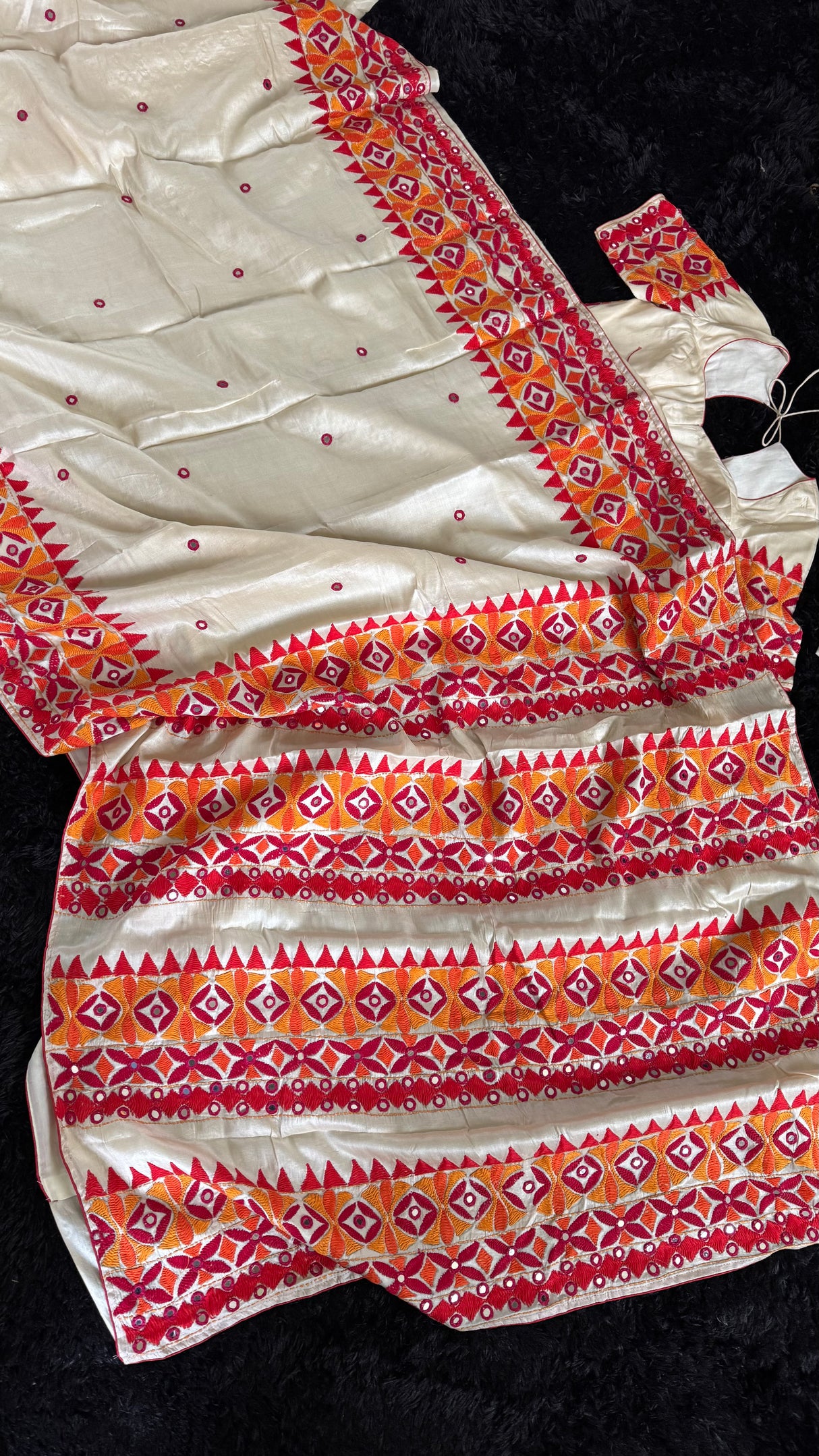 Cream Color Kathiawadi Hand Embroidered