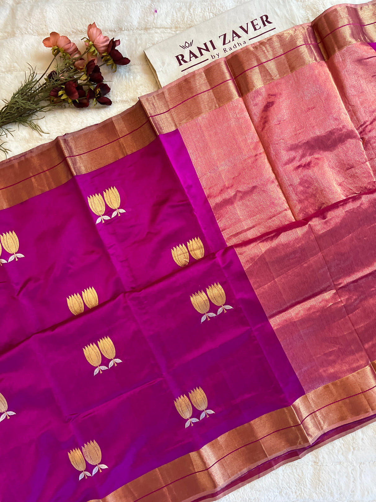 Magenta Exclusive Dohra Butti Chanderi Pattu Silk