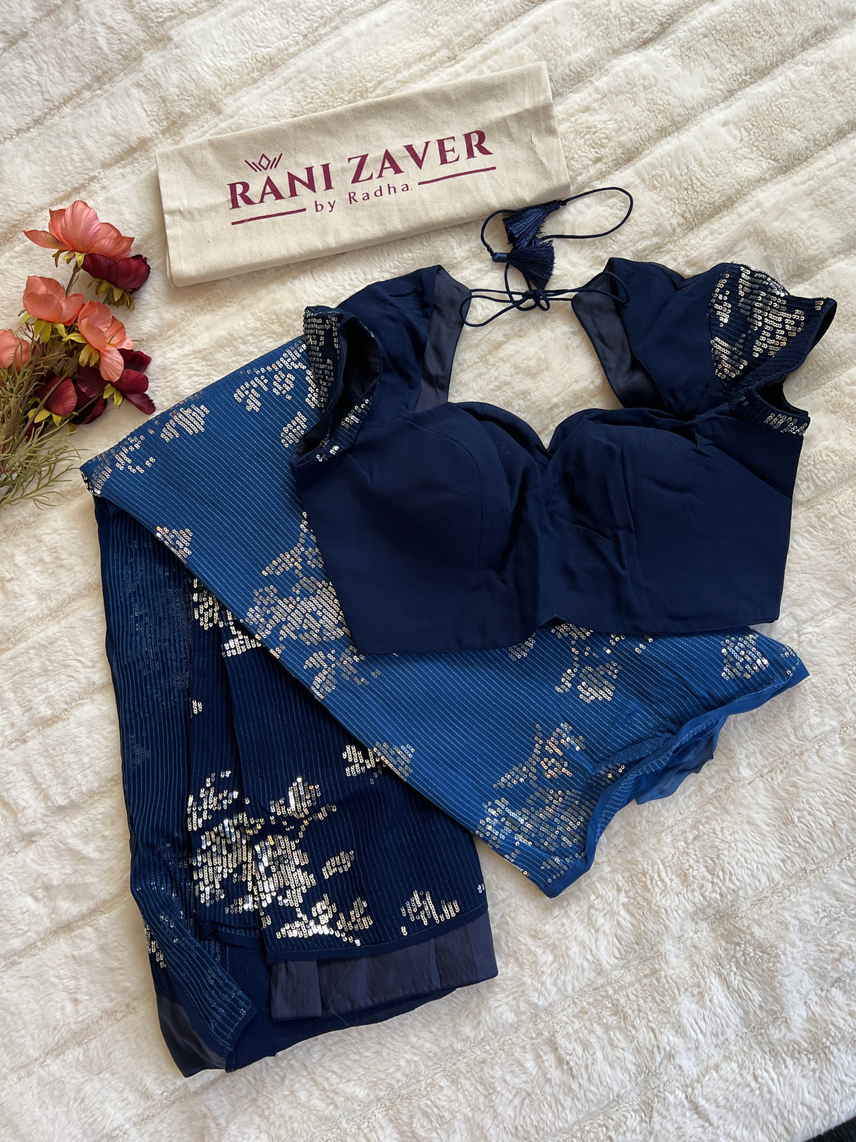 Blues Shaded Sequins Pure Georgette
