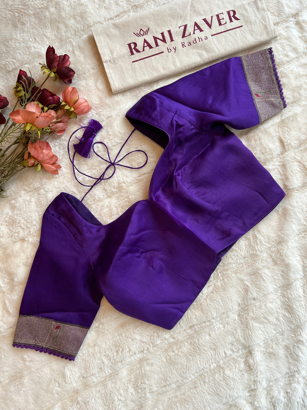 Purple Embroidered Muniya Border Paithani Inspired Pure Organza