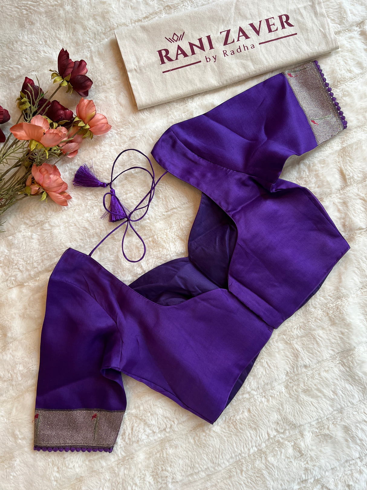 Purple Embroidered Muniya Border Paithani Inspired Pure Organza