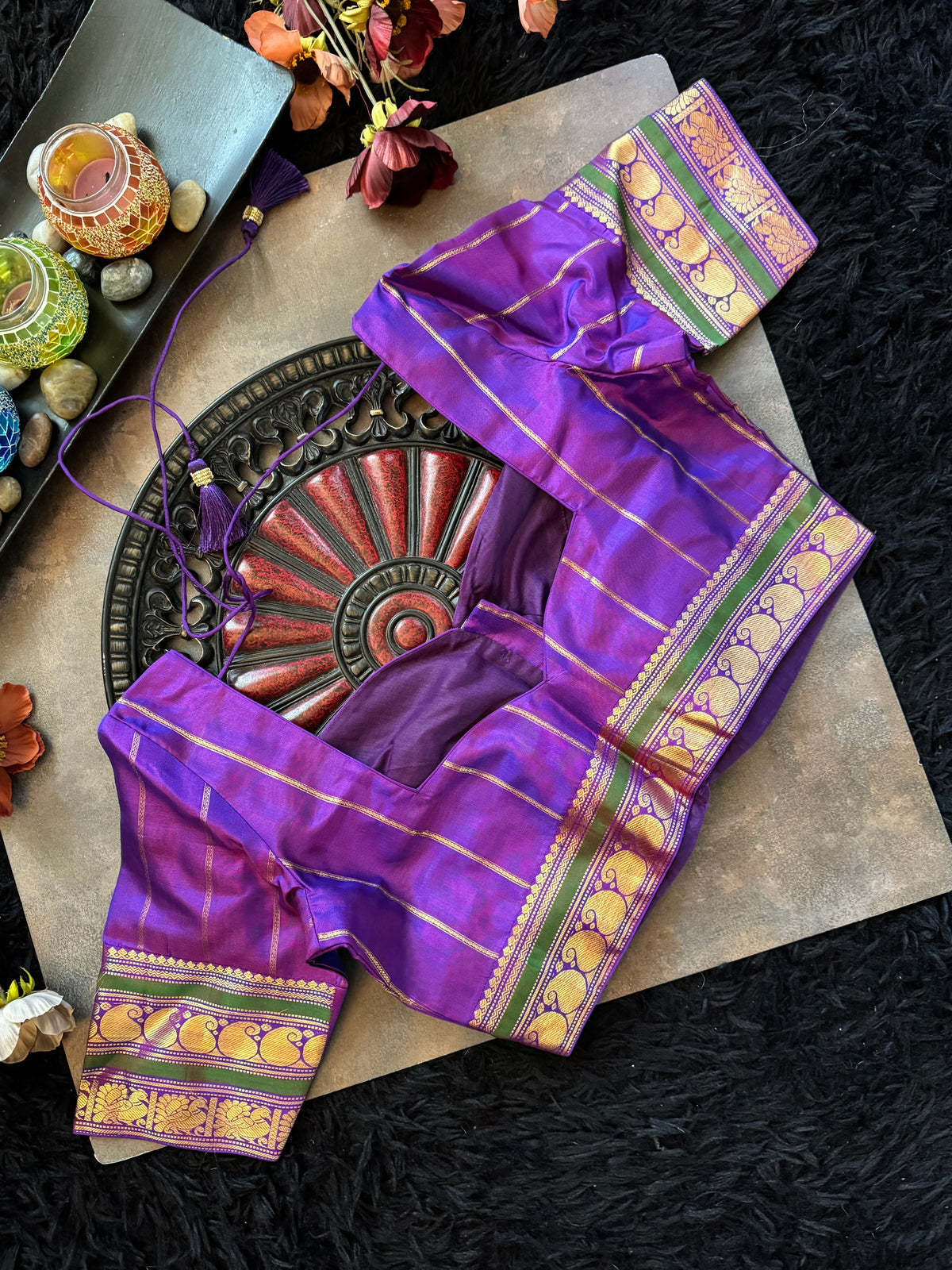 Red Purple Korvai Kanchipuram Pure Silk