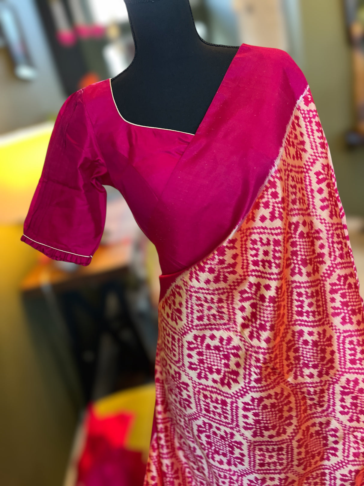 Ikkat saree with blouse