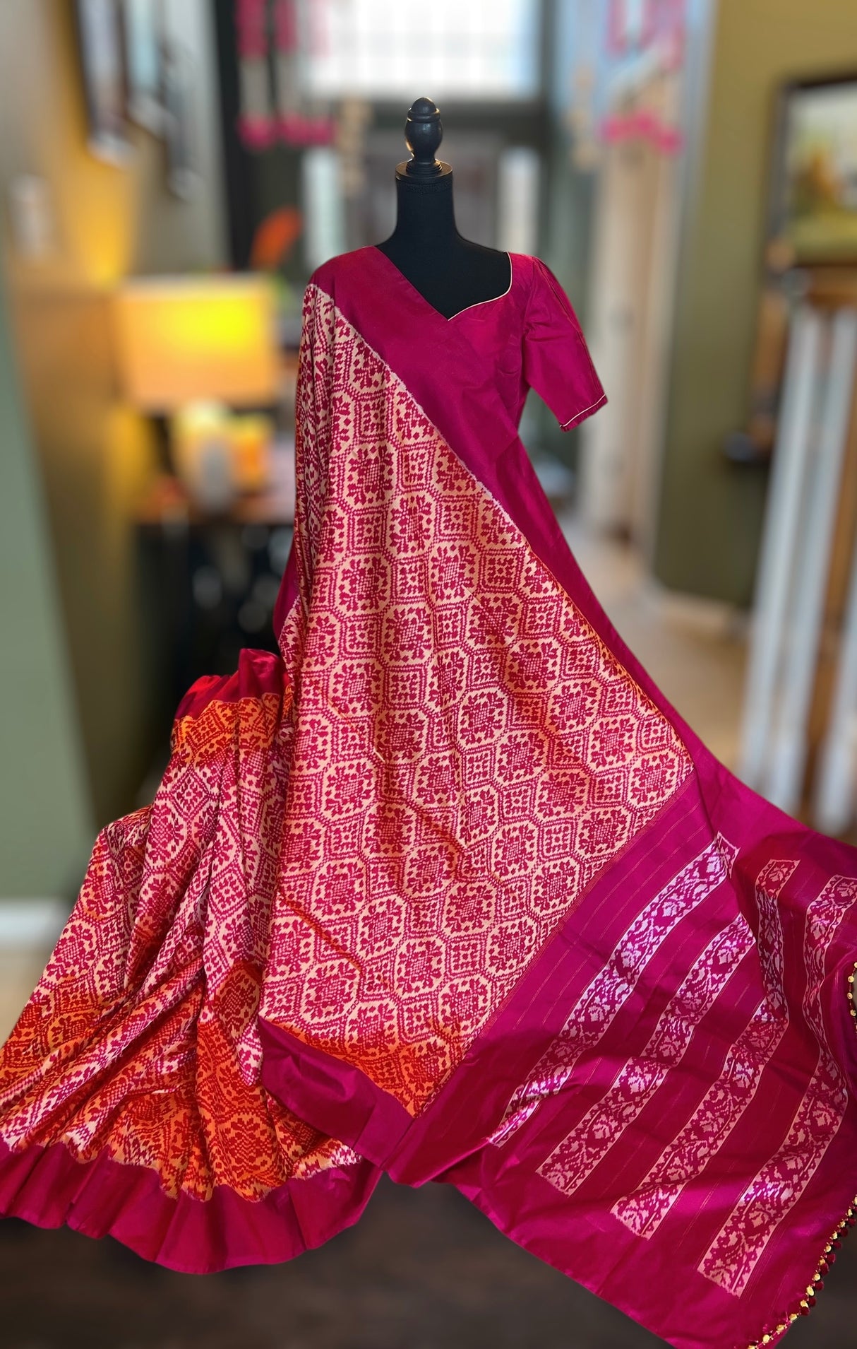 Ikkat saree with blouse